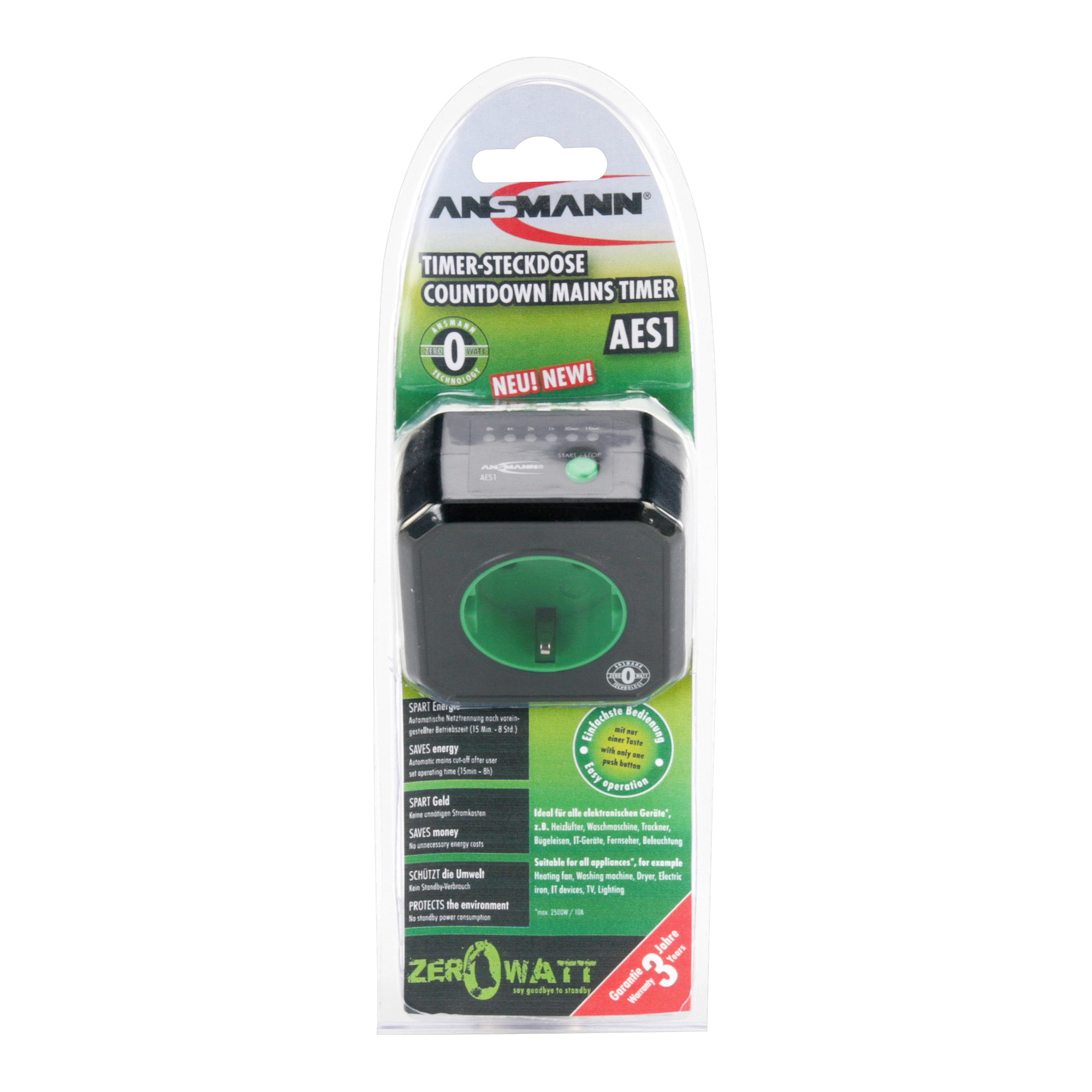 Ansmann AES1 Timer Energiesparfunktion Schwarz
