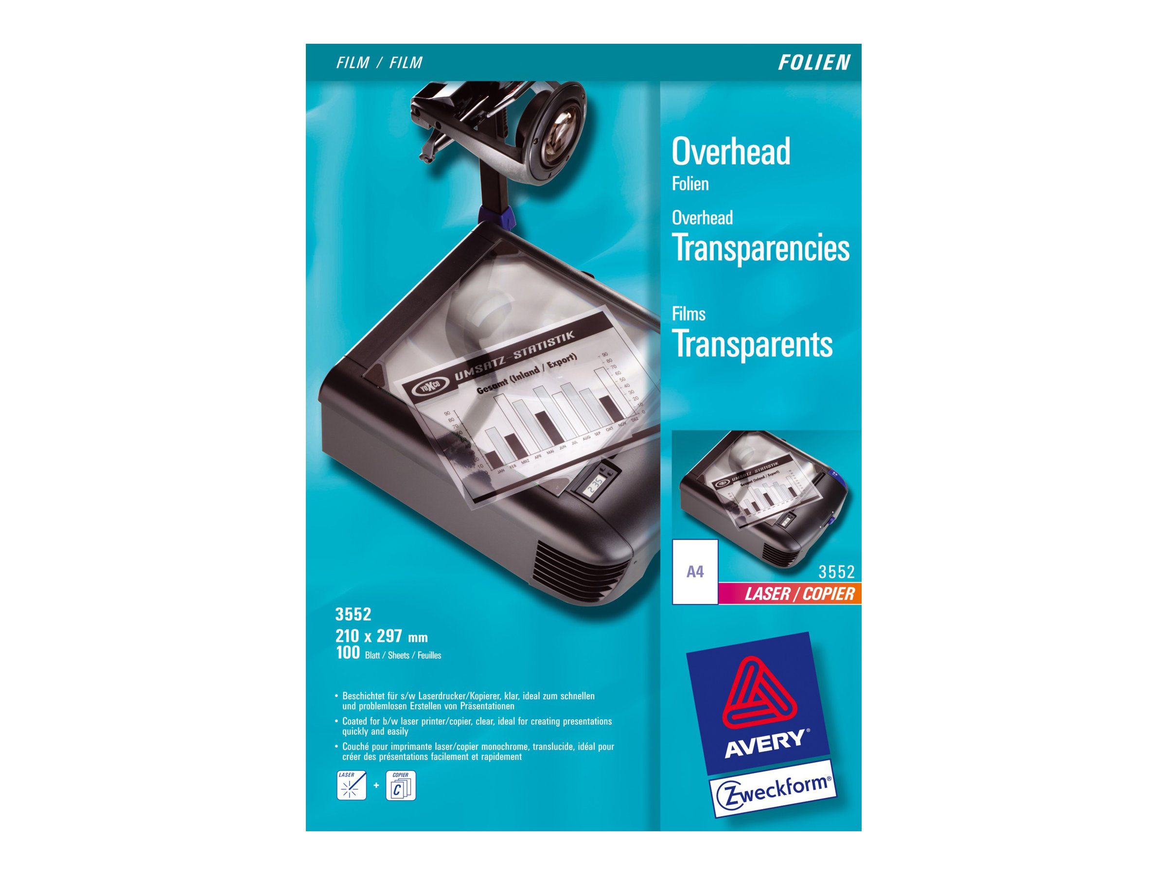 Avery Zweckform Laserfolie glatt 100 Blatt