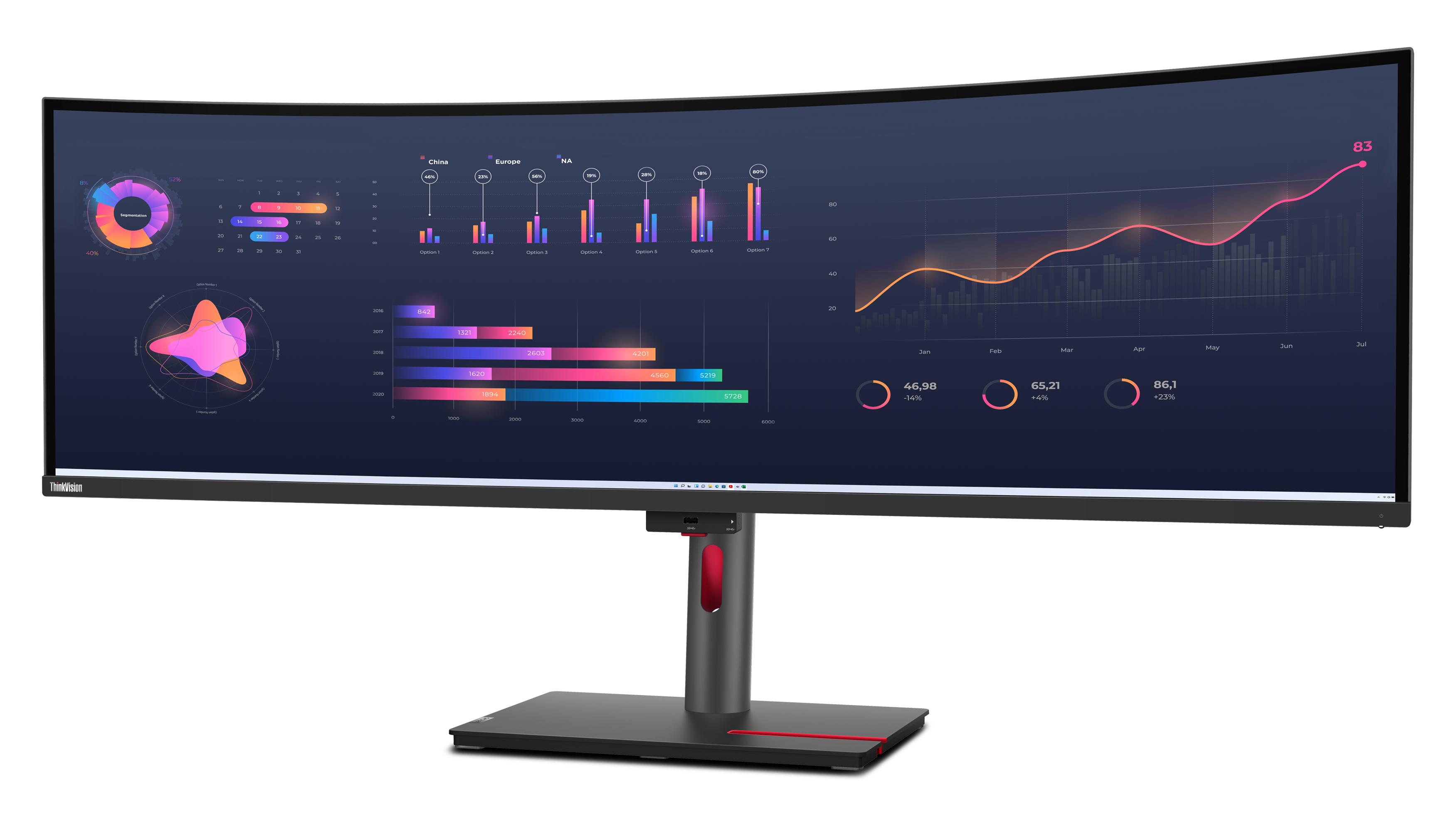Lenovo ThinkVision P49w-30 LED-Monitor 49 Zoll DQHD gebogen