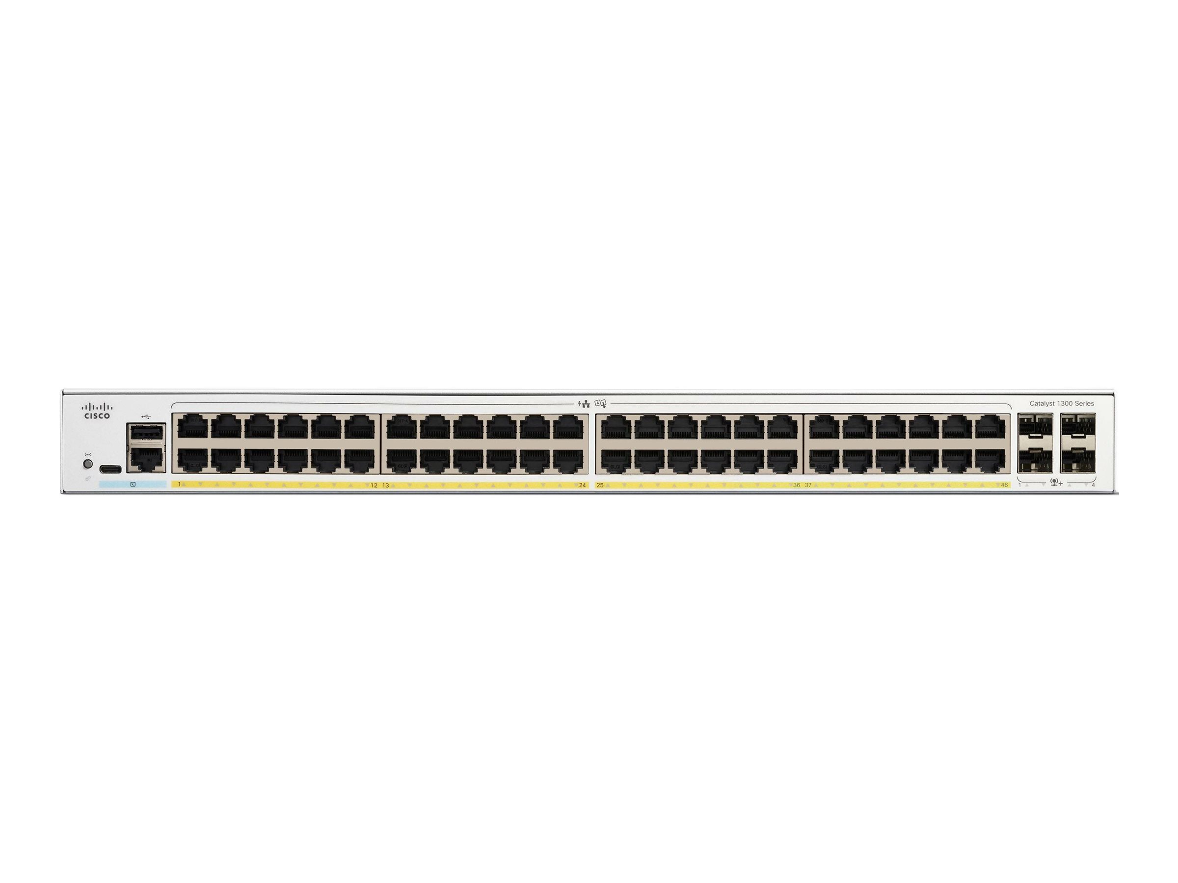 CISCO Catalyst 1300 48Port Switch PoE with 370W power budget 4 x 10G SFP Uplinks