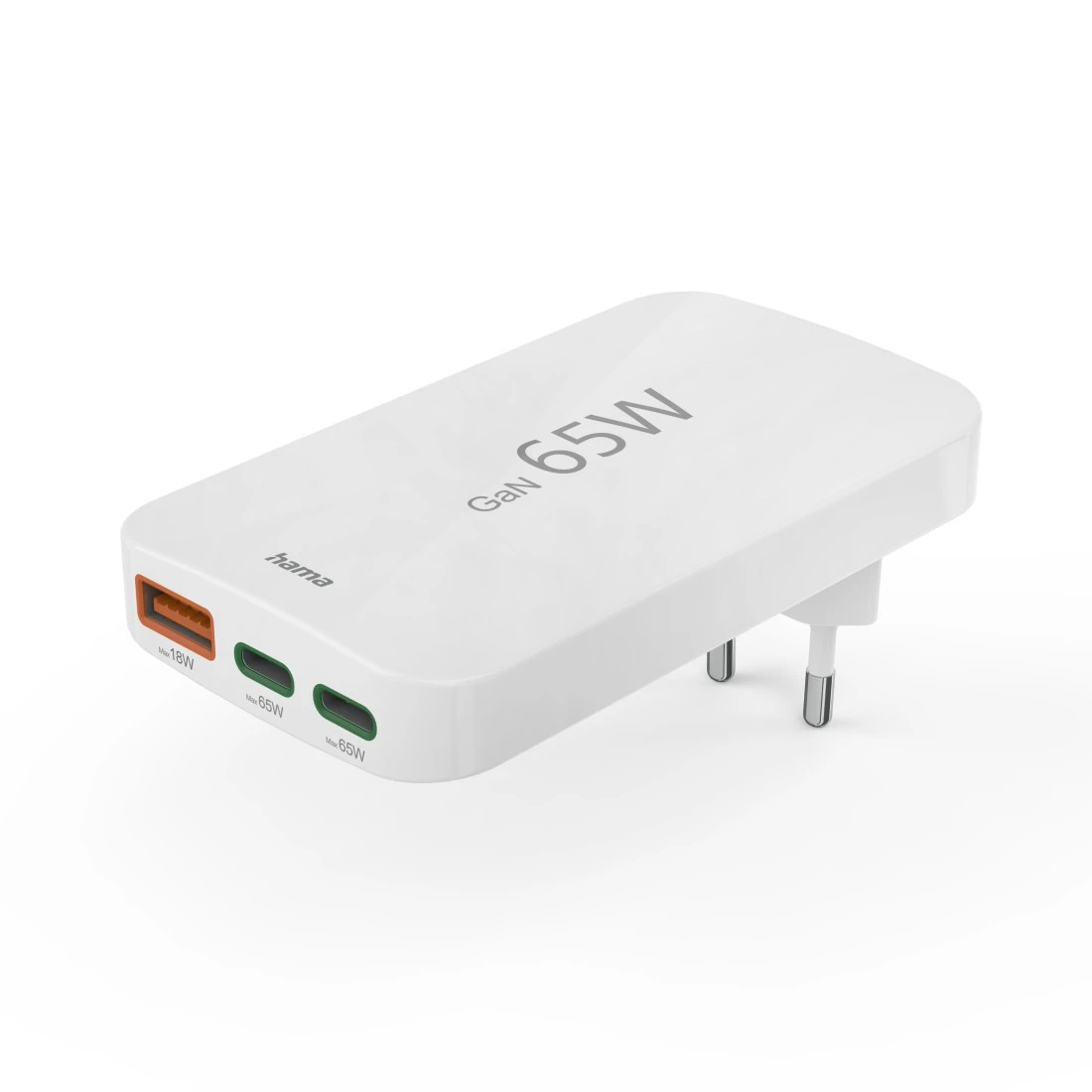 Hama Schnellladegerät Mini 2×USB‑C + 1×USB‑A 65 W Weiß