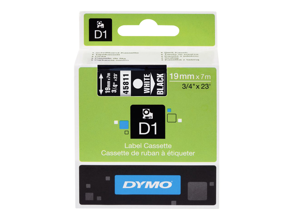 Dymo D1 19mm Weiß auf Schwarz Selbstklebend