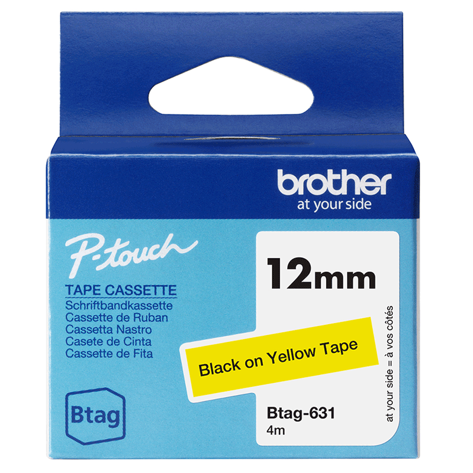 Brother BTAG-631 Schriftband Schwarz auf Gelb 1,2 cm × 4 m