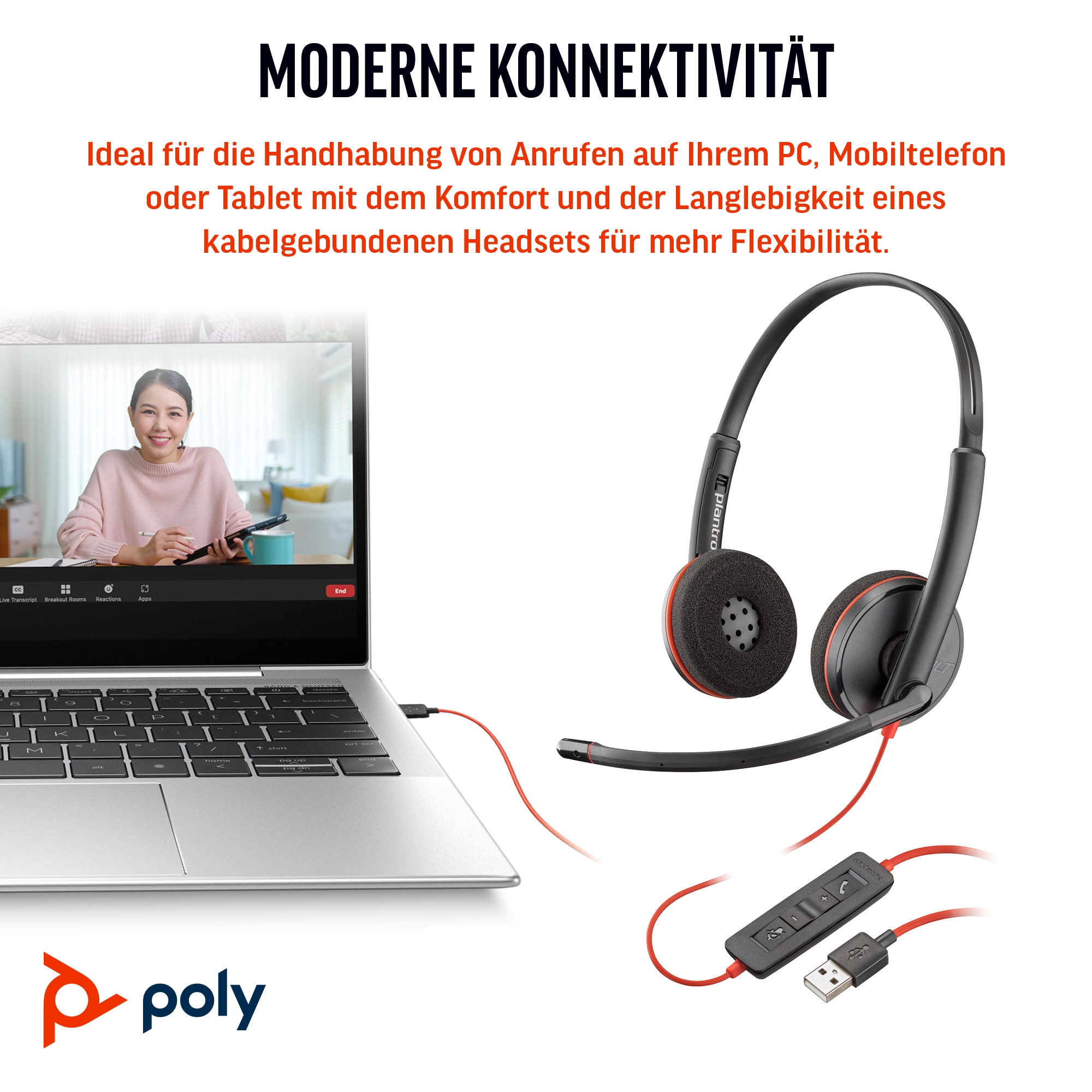 Poly Blackwire 3220 Headset Kabel Stereo