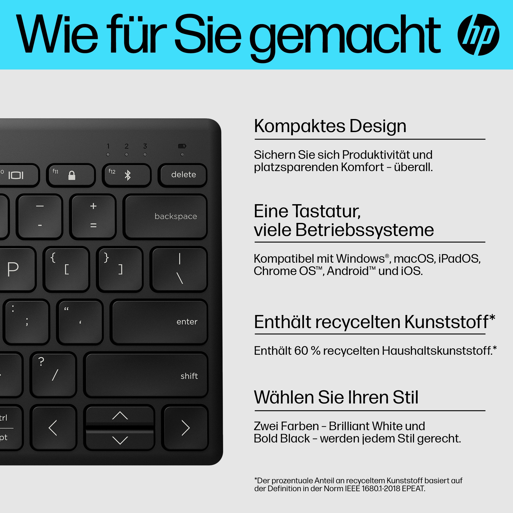 HP 350 BLK Compact MultiDevice Keyboard GR P