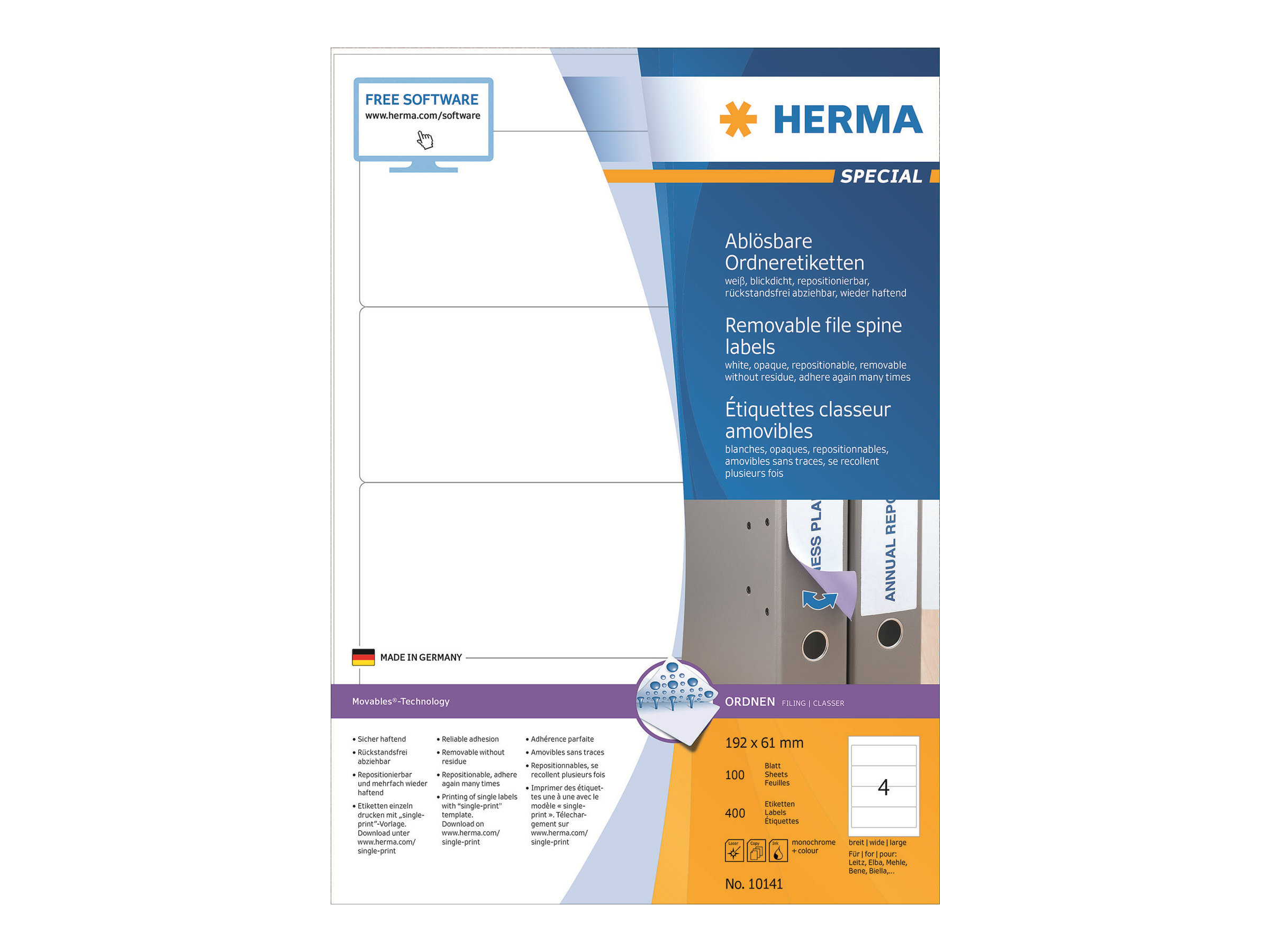 Herma Ordneretiketten A4 192 x 61 mm weiß
