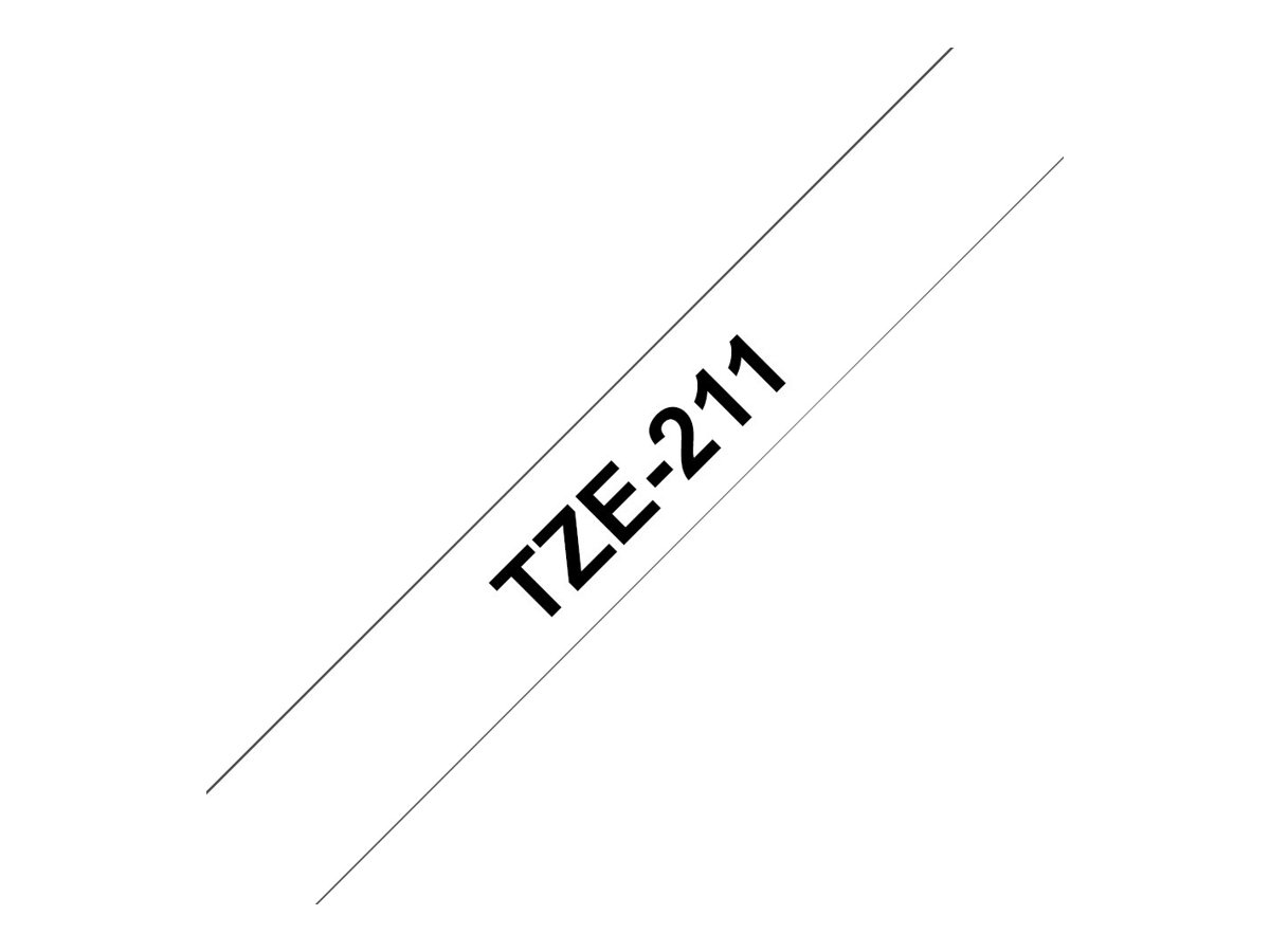 Brother TZe-211 Schriftband 6mm schwarz/weiß