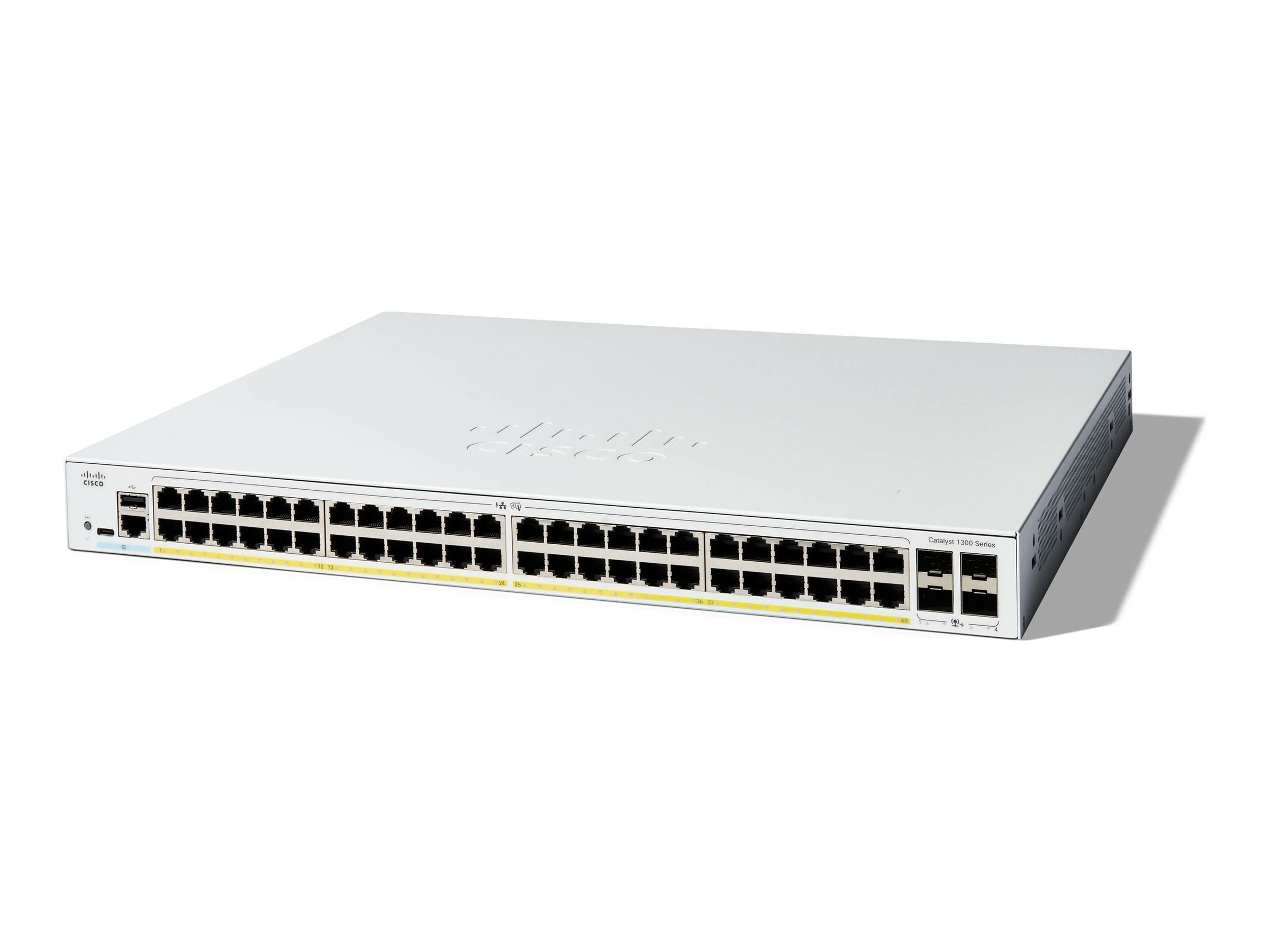 CISCO Catalyst 1300 48Port Switch PoE with 370W power budget 4 x 10G SFP Uplinks