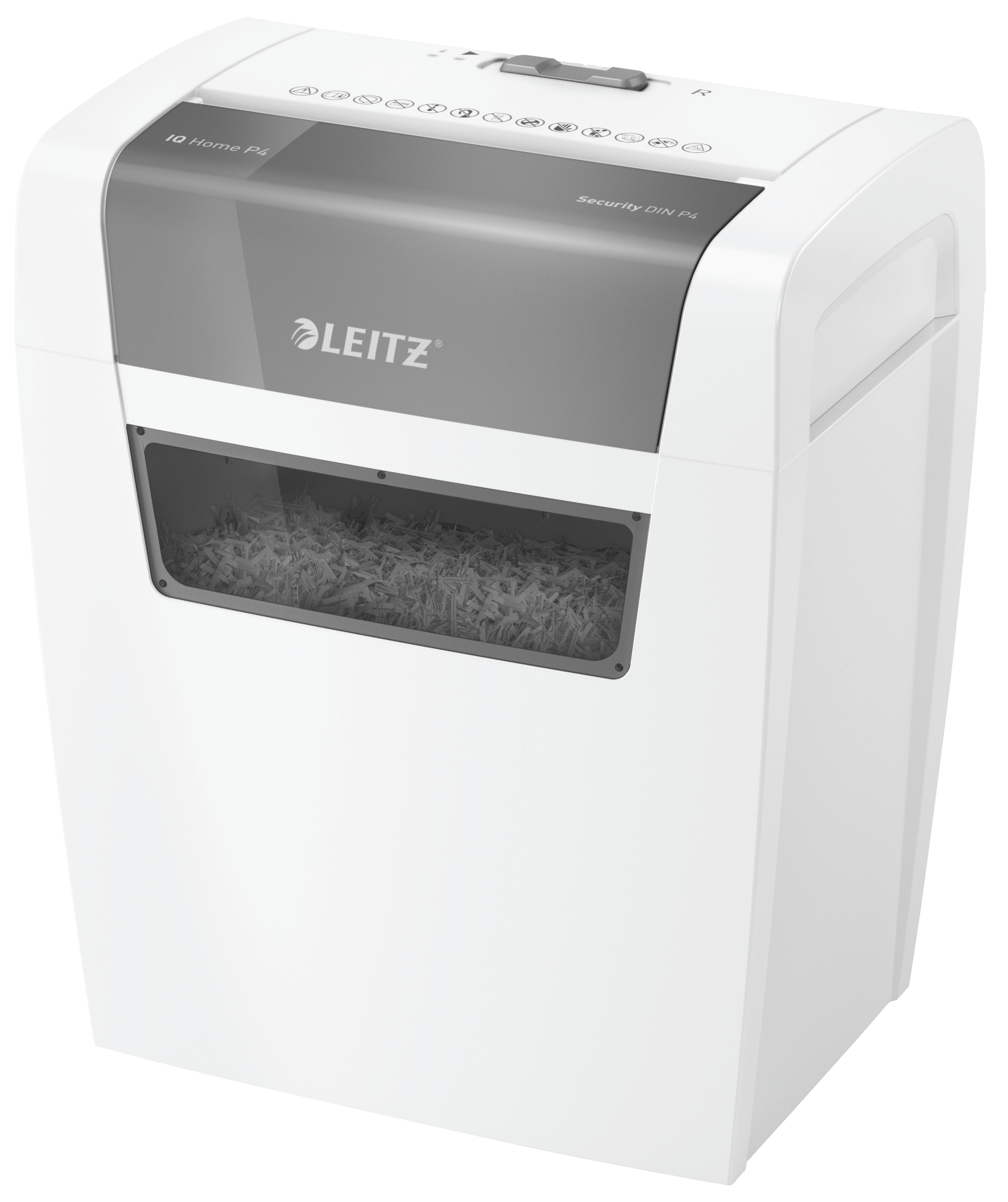 AKTION LEITZ IQ Home Aktenvernichter mit Partikelschnitt P4, 4 x 28 mm, bis 6 Blatt, weiss mit 5 Euro CashBack