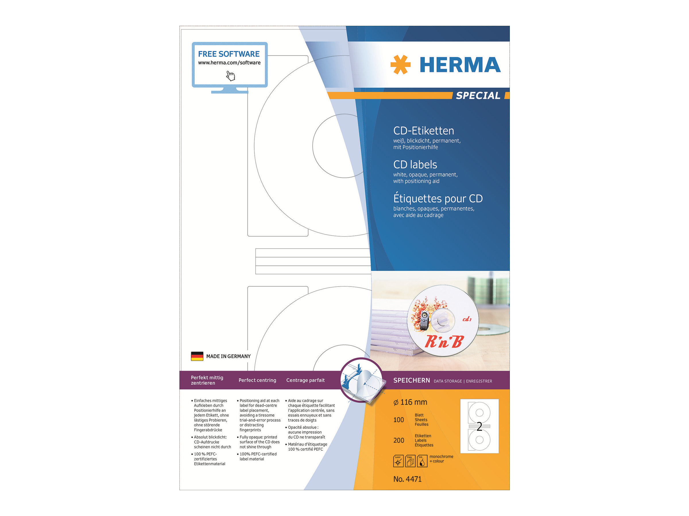 HERMA Special CD-Etiketten 116 mm rund weiß matt