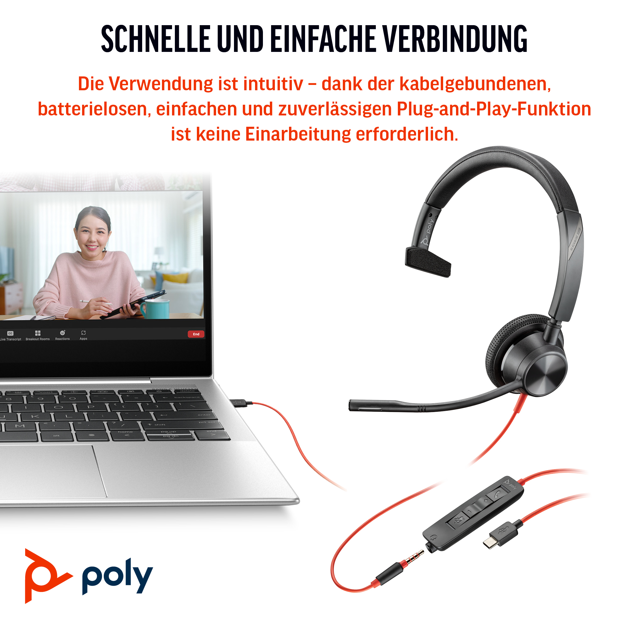 Poly Blackwire 3315M Mono Headset