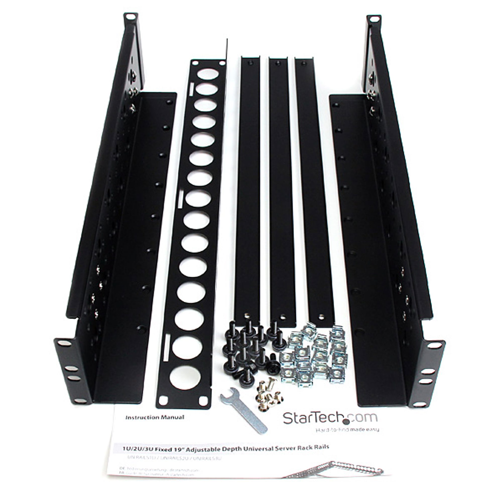 STARTECHCOM 2 HE Universal Server Rack Schienen TAAkonforme Server Montageschienen mit einstellbarer Tiefe 48,26cm 19Zoll