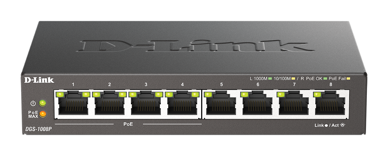 D-Link DGS-1008P 8-Port PoE Gigabit Switch