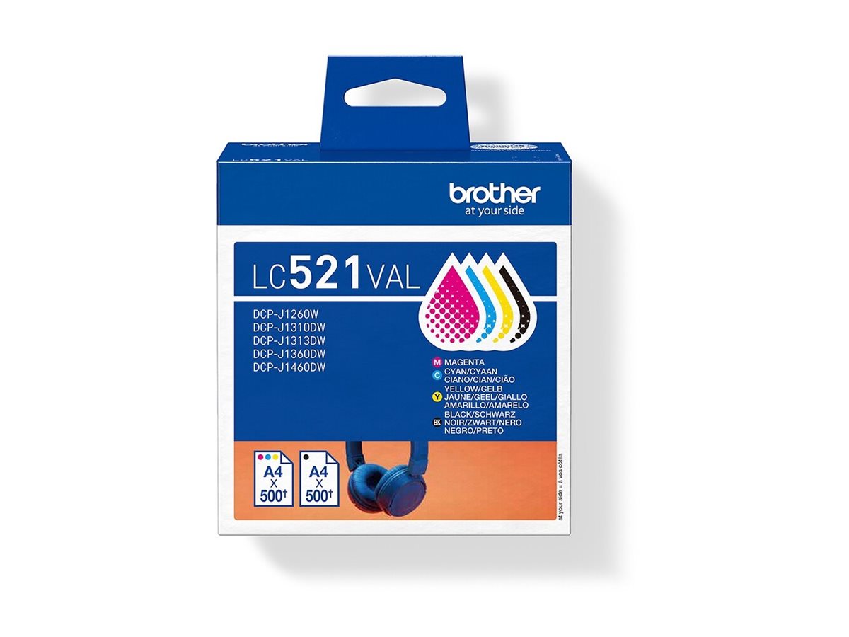 Brother LC521VAL Value Pack Schwarz Gelb Cyan Magenta