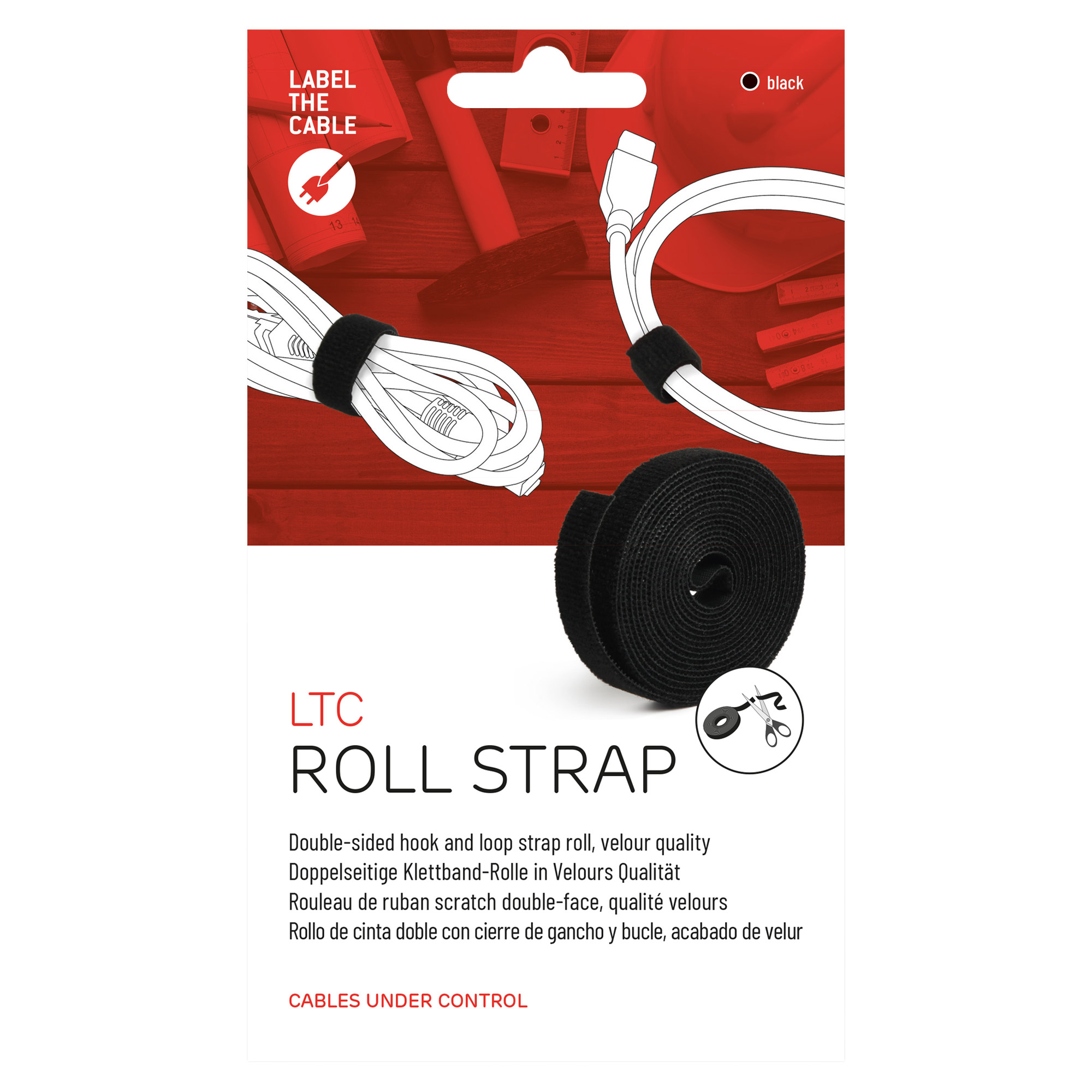 Label-the-cable LTC Pro Roll Strap 25m Schwarz