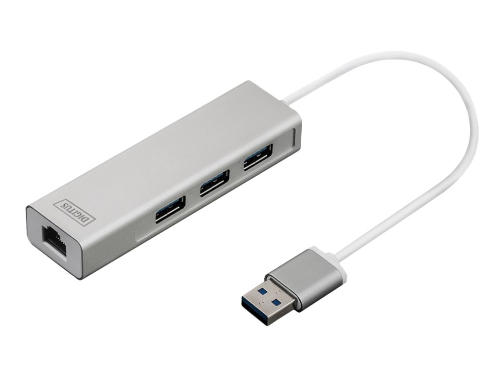DIGITUS USB 3.0 3-Port Hub Gigabit LAN-Adapter
