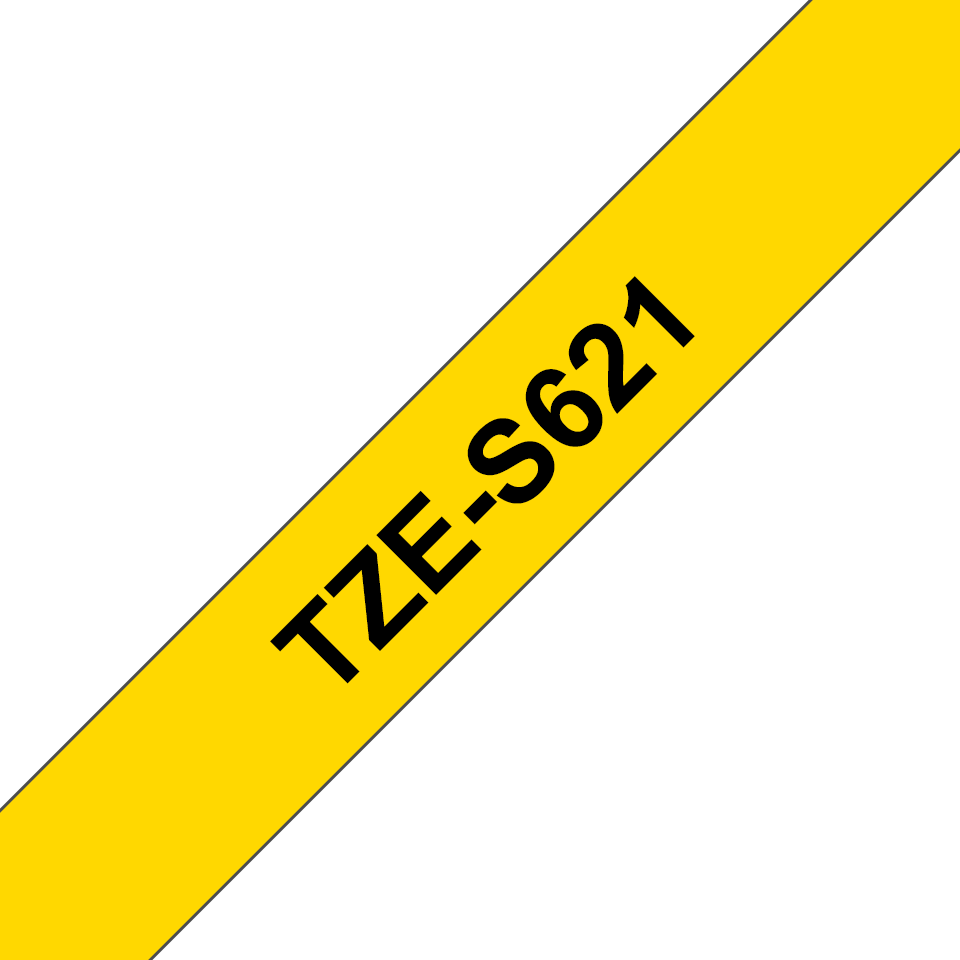Brother TZe-S621 Schriftband extra starker Klebstoff Schwarz auf Gelb 9mm x 8m