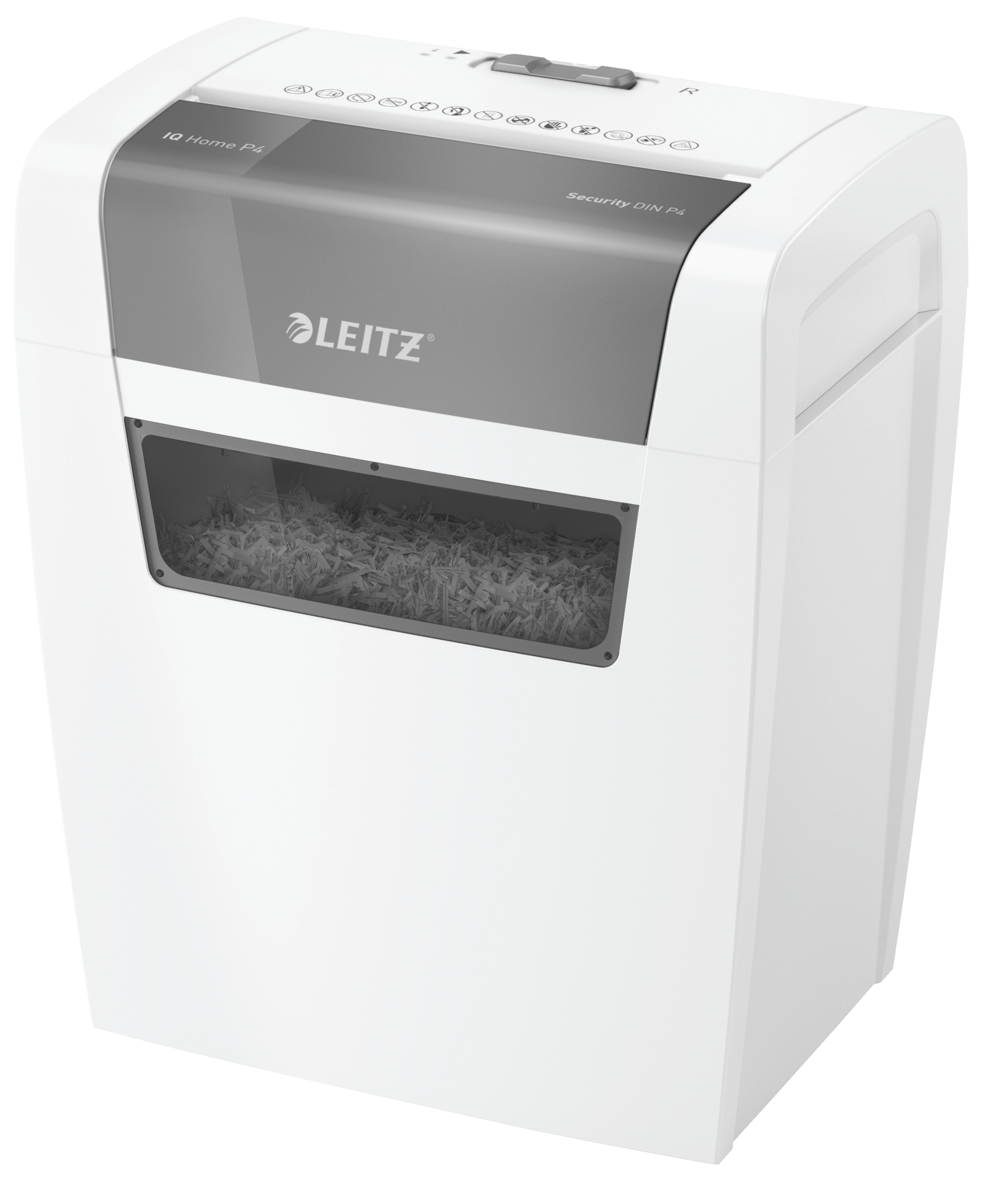 AKTION LEITZ IQ Home Aktenvernichter mit Partikelschnitt P4, 4 x 28 mm, bis 6 Blatt, weiss mit 5 Euro CashBack
