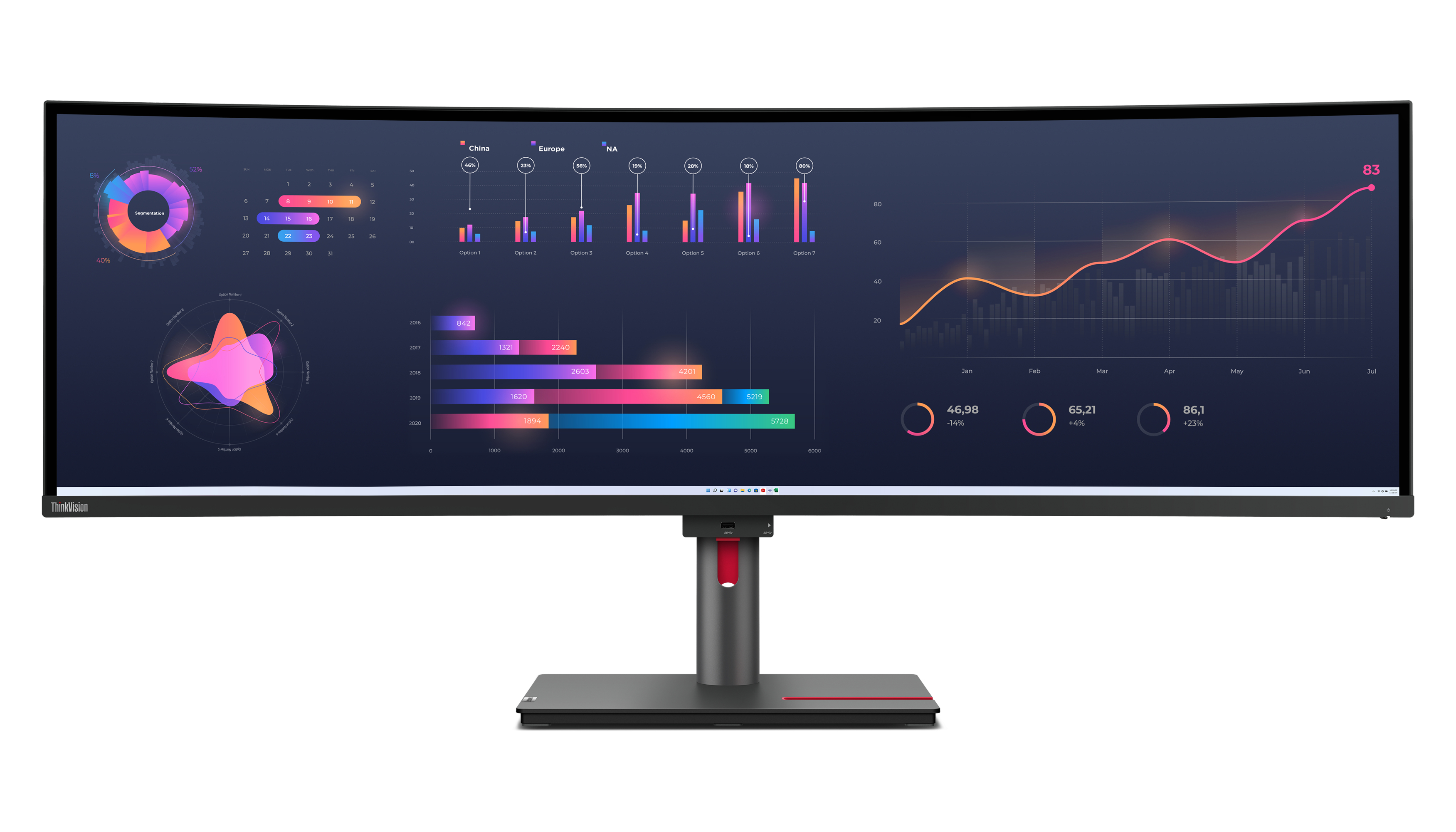 Lenovo ThinkVision P49w-30 LED-Monitor 49 Zoll DQHD gebogen