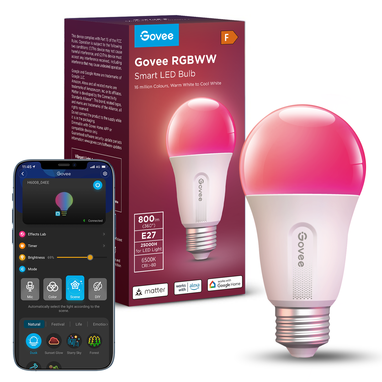 Govee Smart LED Bulb 800 lm E27 RGBWW