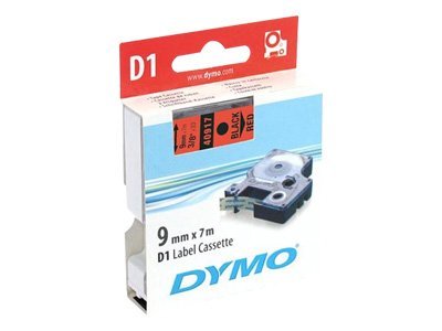 Dymo D1 9mm Schwarz auf Rot