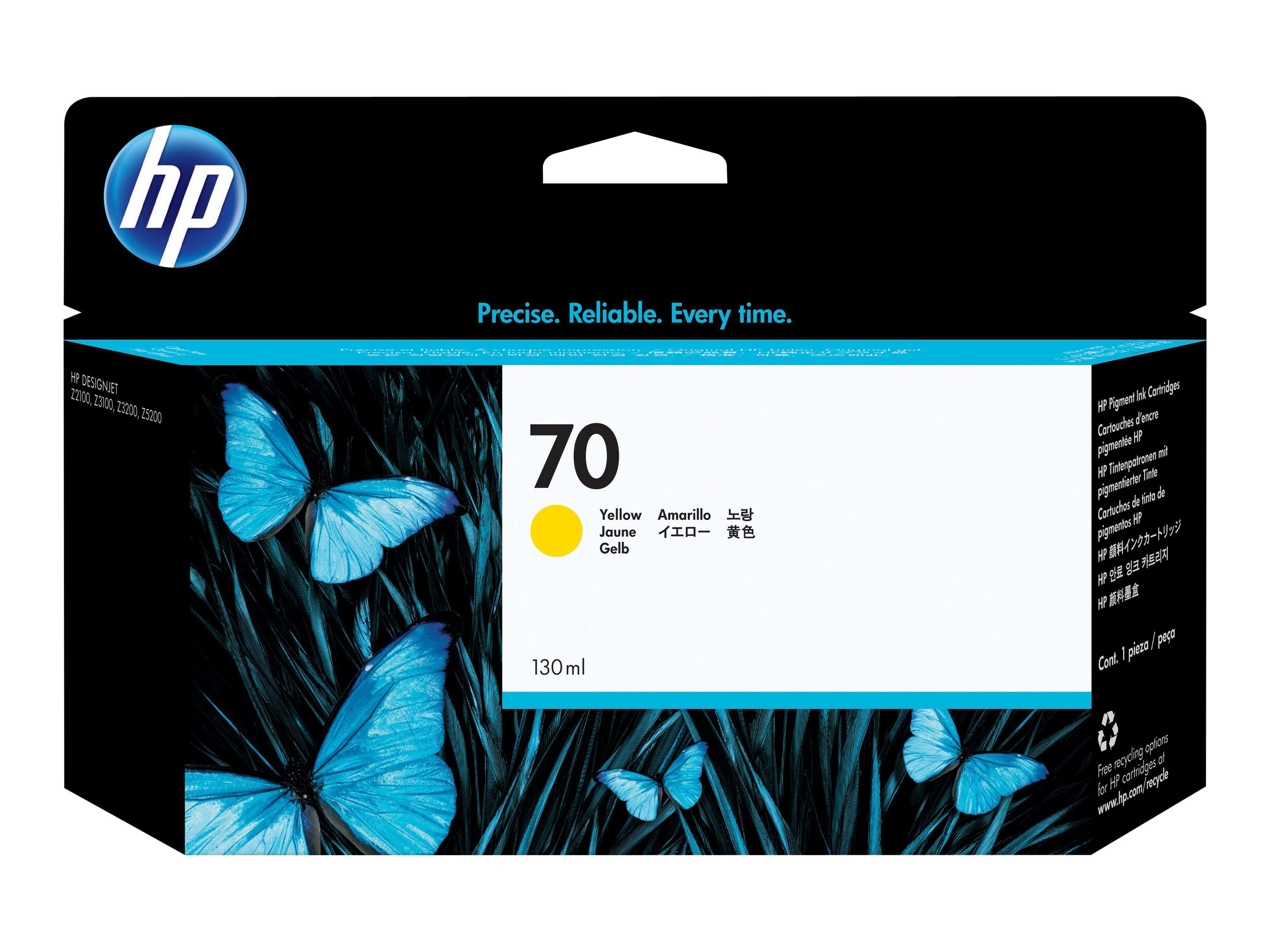 HP 70 original Ink cartridge C9454A yellow standard capacity 130ml 1pack with Vivera Ink cartridge