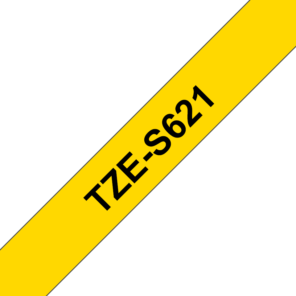 Brother TZe-S621 Schriftband extra starker Klebstoff Schwarz auf Gelb 9mm x 8m