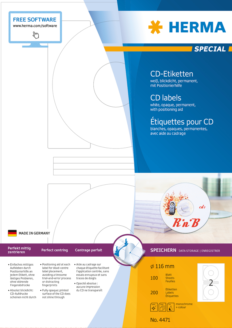 HERMA Special CD-Etiketten 116 mm rund weiß matt