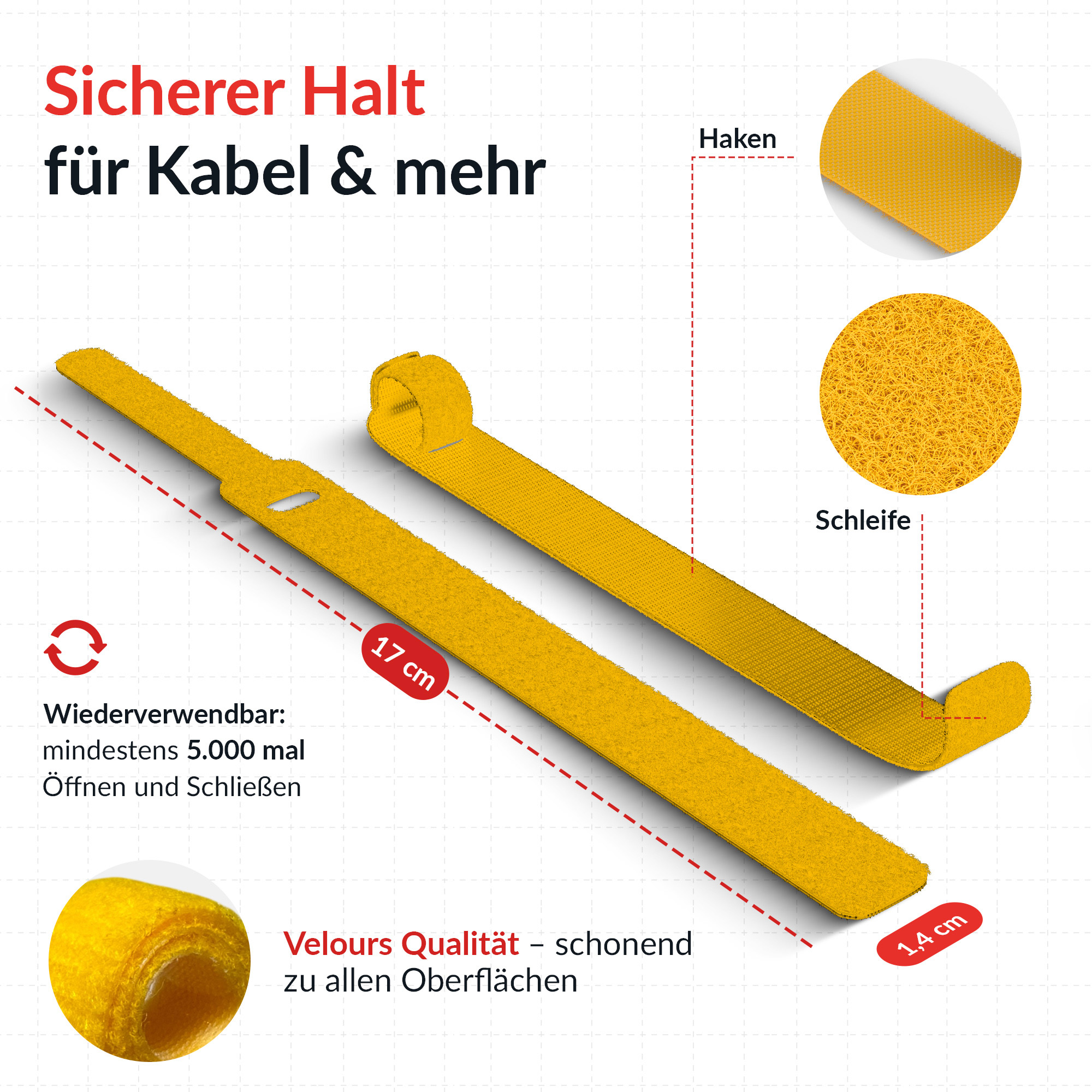 Label-the-cable LTC Basic Straps 17 cm Blau Gelb Rot