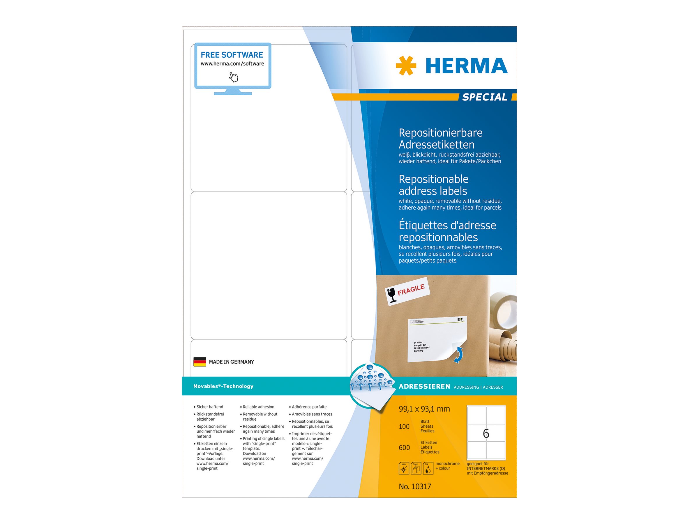 Herma Special weiß 99.1 x 93.1 mm 600 Etiketten