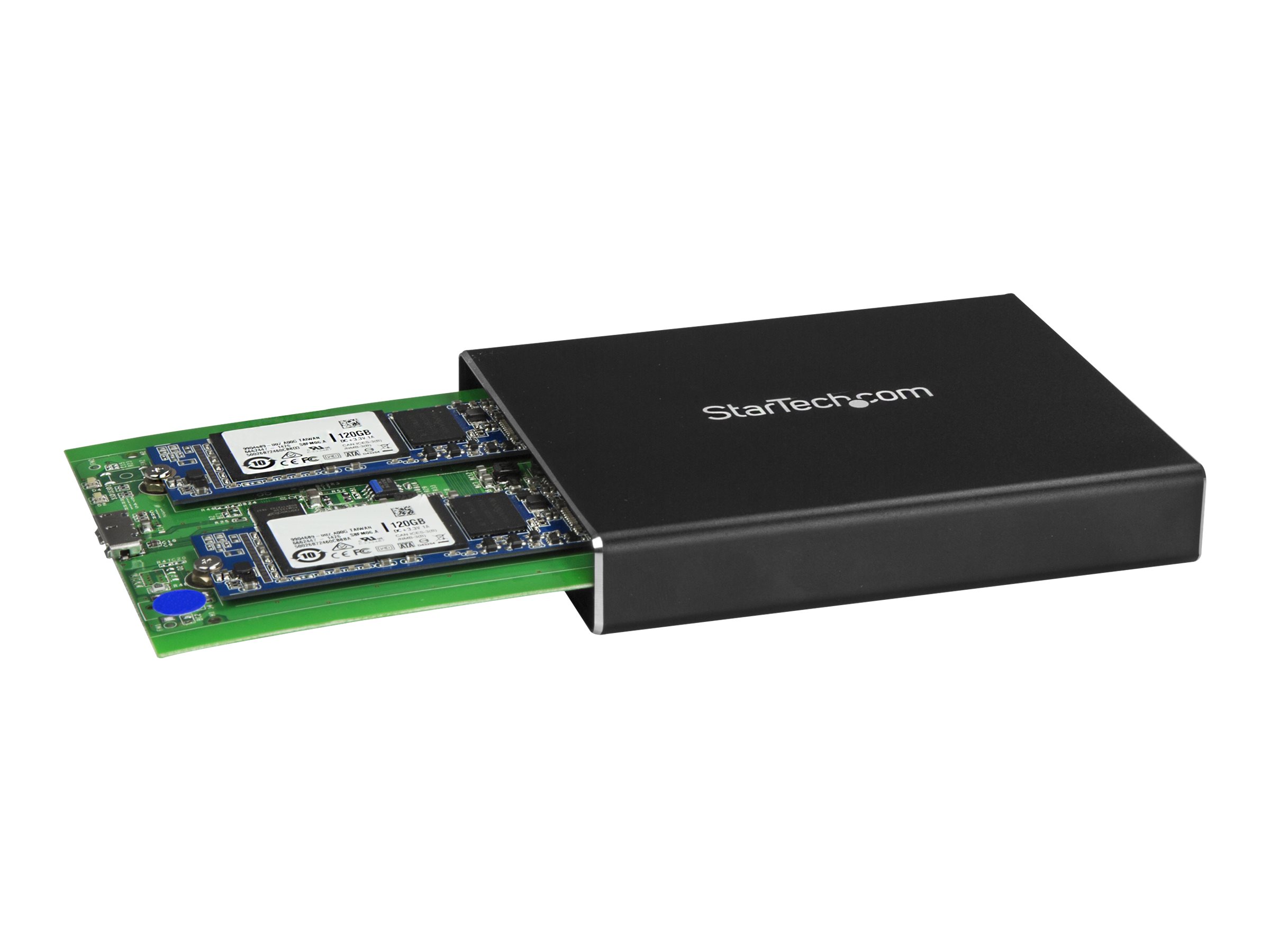 STARTECHCOM SSD Festplattengehäuse für zwei M2 Festplatten USB 31 Type C NGFF USB C Kabel USB 31 Case zu 2x M2 Adapter