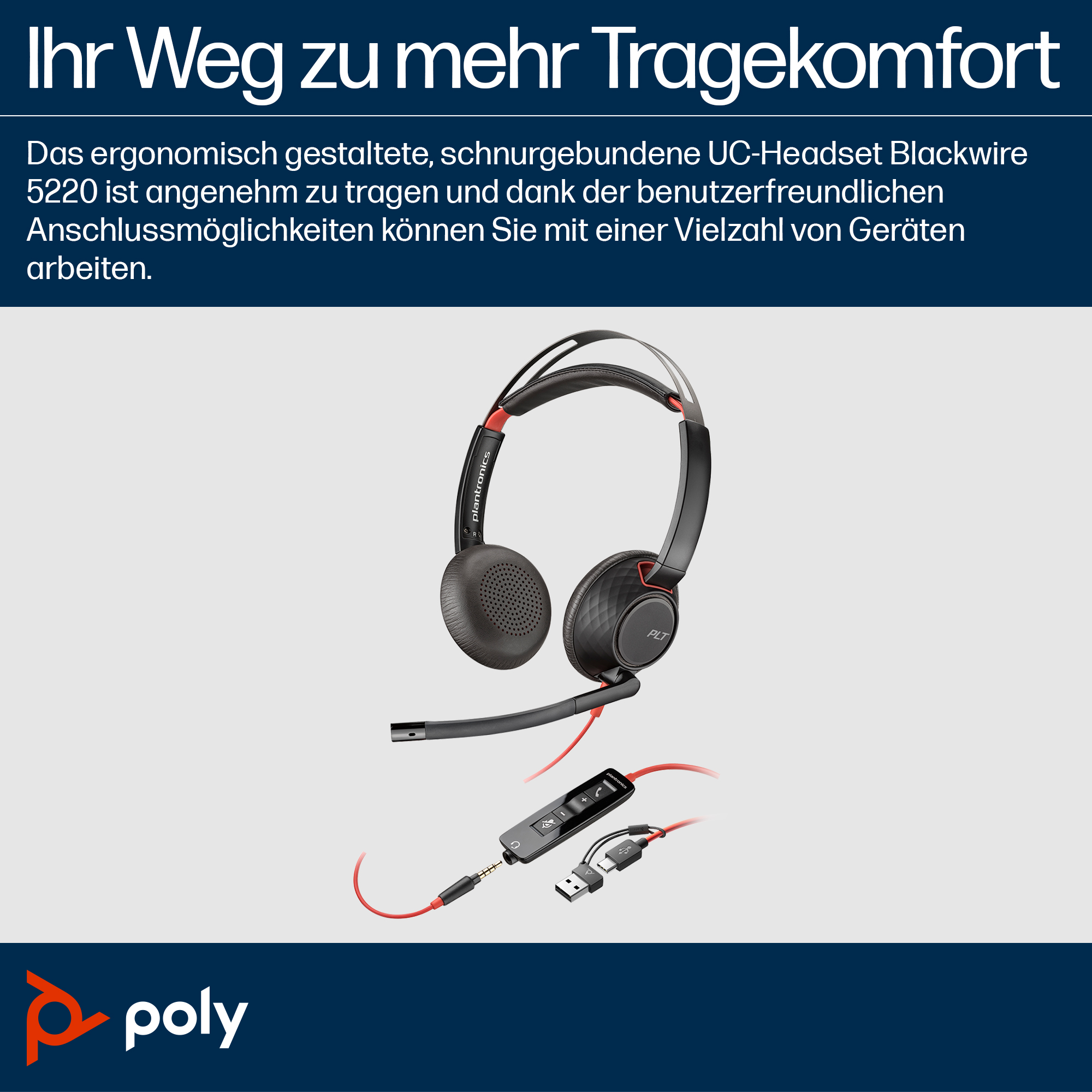 Poly Blackwire 5220 Stereo USB-C/A 3,5 mm
