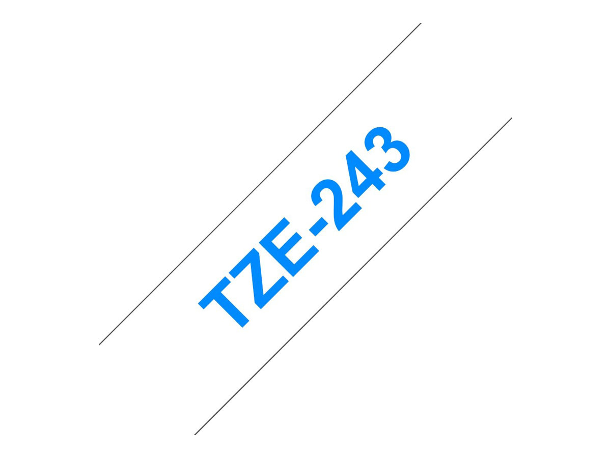 Brother TZe-243 18 mm blau/weiß