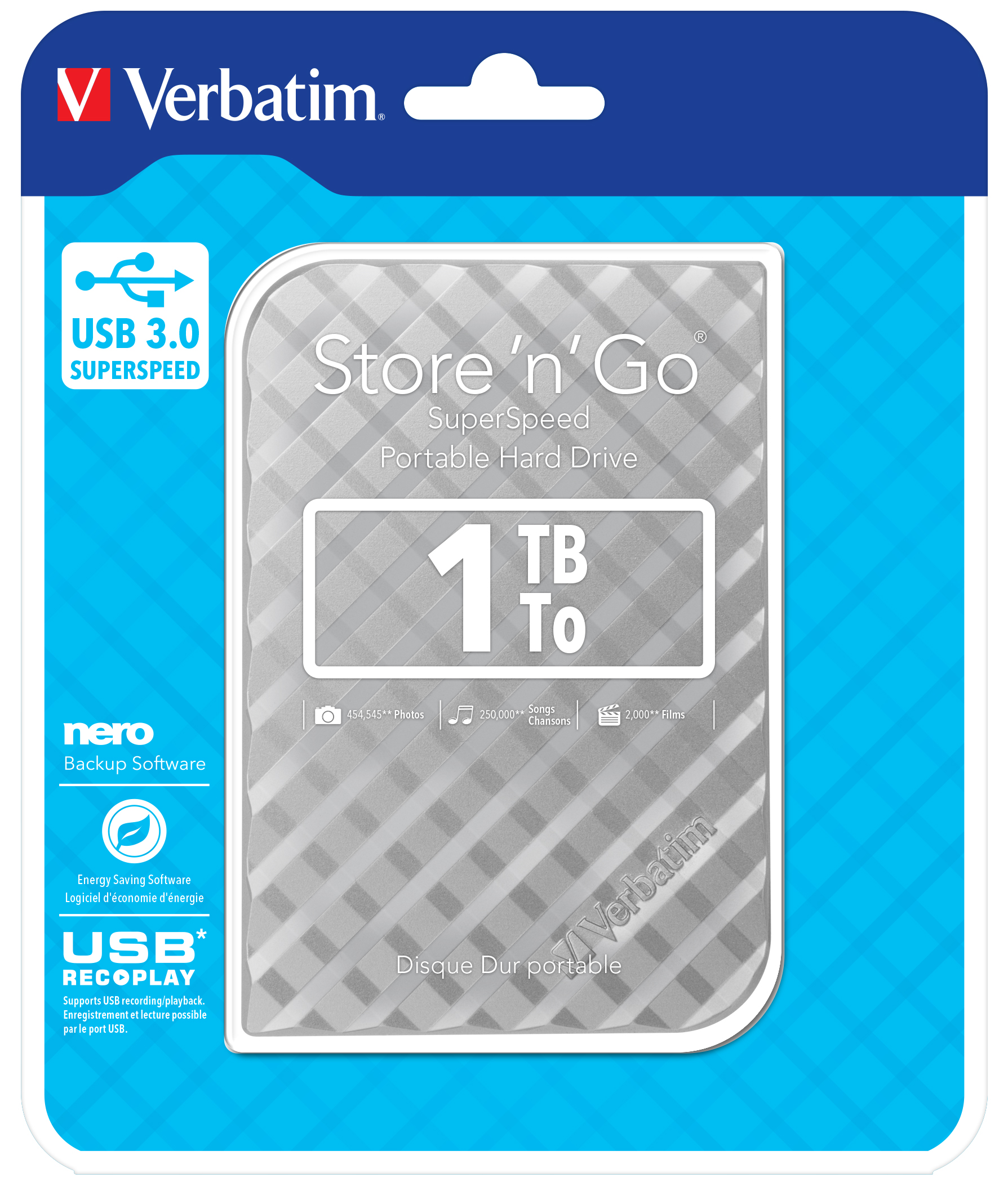 Verbatim Store n Go 2,5 1TB USB 30 silver Gen 2 53197