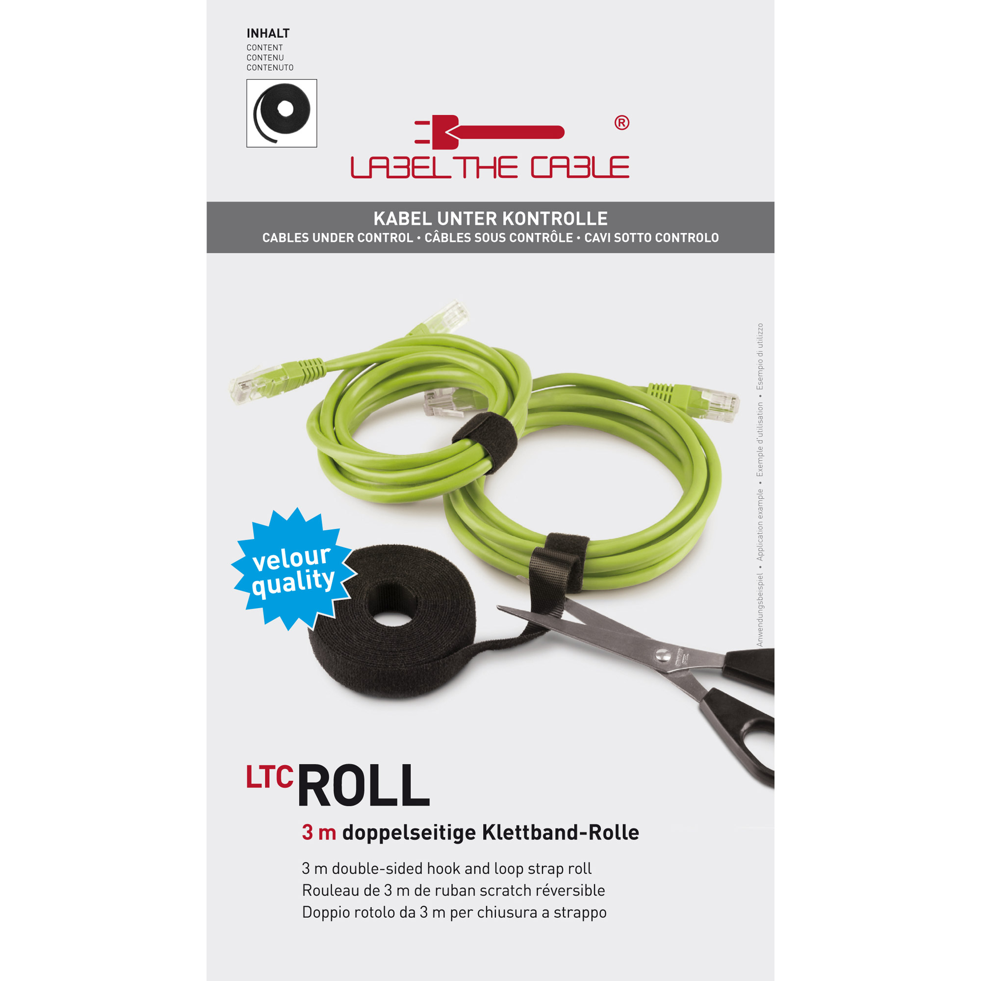 Label-the-cable LTC ROLL STRAP Klettverschlussstreifen 3m Schwarz