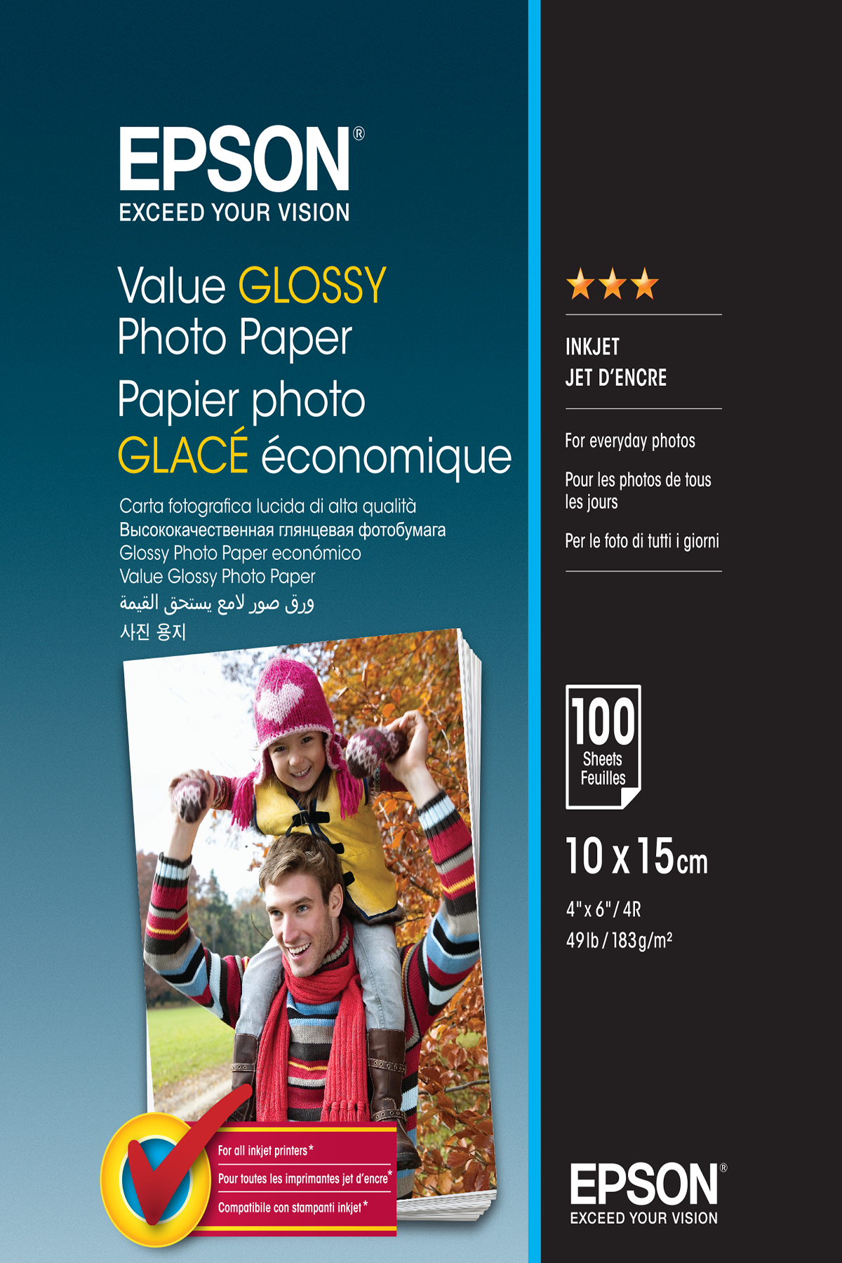 EPSON Fotopapier S400039 10,0 x 15,0 cm hochglaenzend 183 gqm 100 Blatt