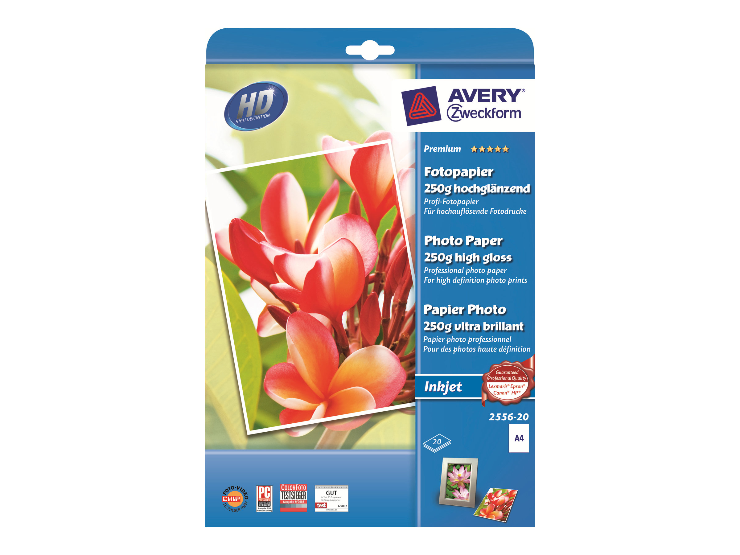Avery Zweckform Premium Glossy Photo Paper 2556-20 Hochglänzend 250 g/qm A4