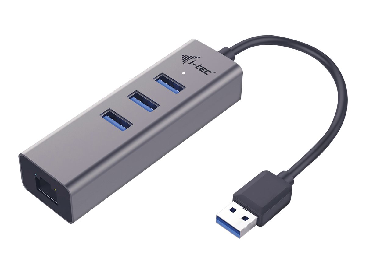 i-tec USB 3.0 Metal Hub 3-Port mit Gigabit Ethernet