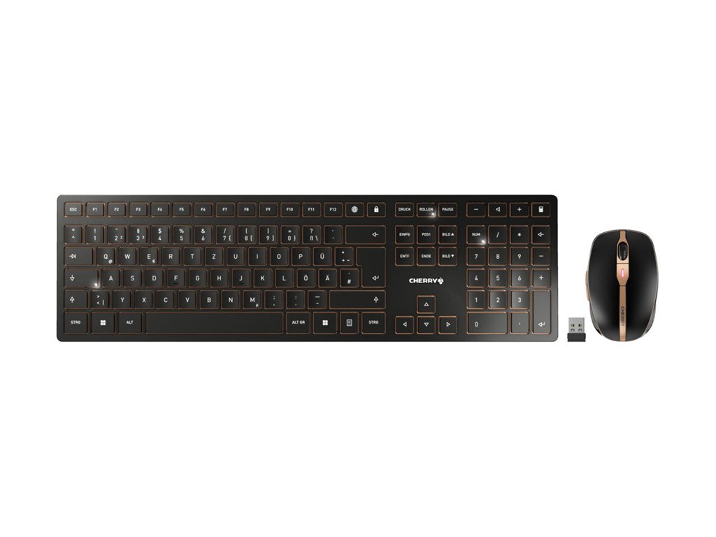 CHERRY DW 9100 SLIM TastaturMausSet kabellos schwarz, bronze
