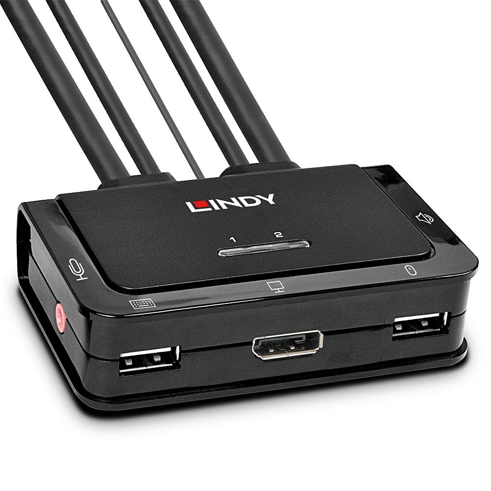 Lindy 2-Port DisplayPort 1.2 KVM Switch USB 2.0 Audio