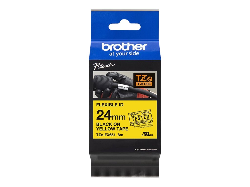 Brother TZe-FX651 Schwarz auf Gelb flexibel