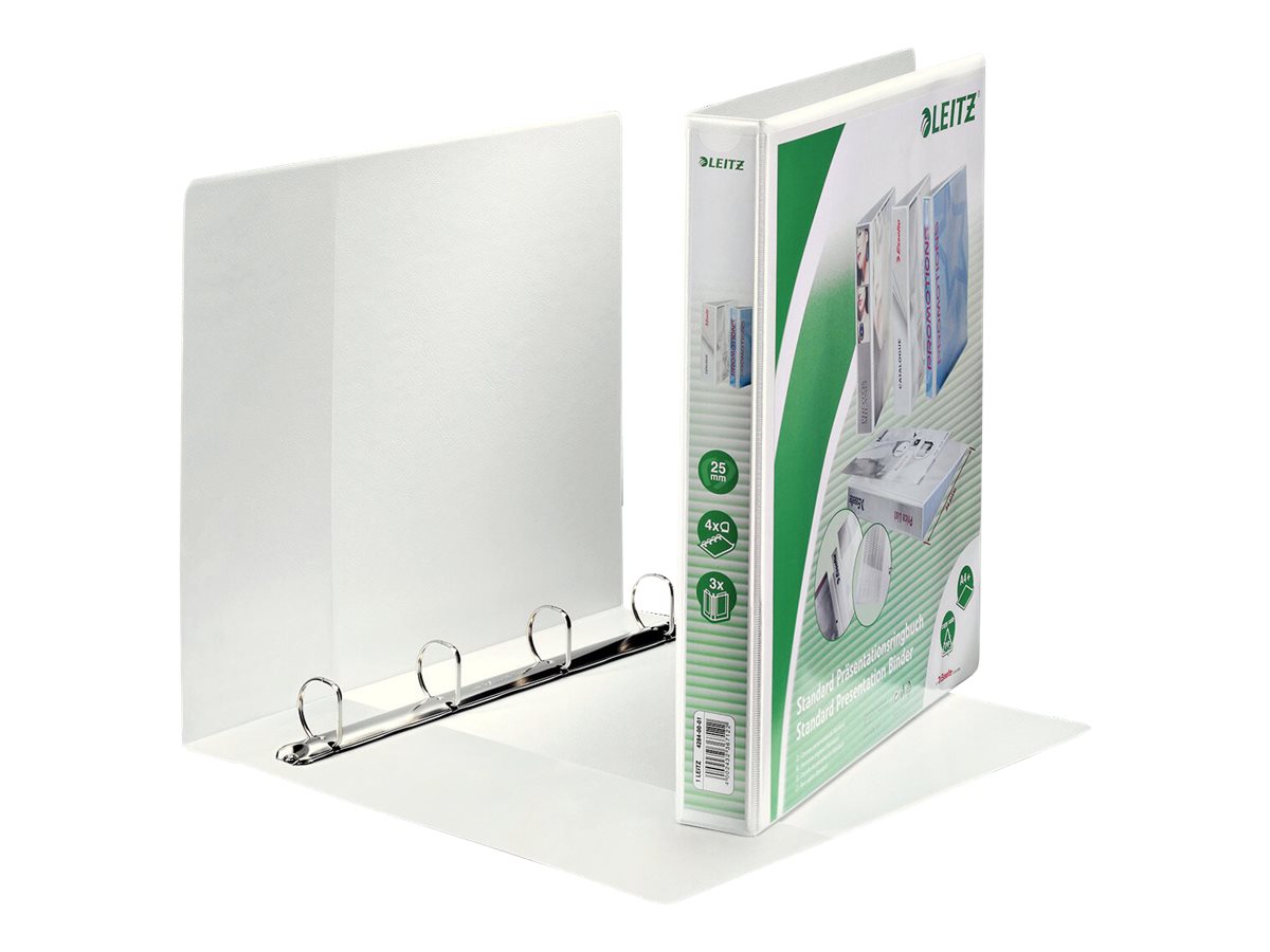 Esselte Leitz Präsentationsringbuch 4‑Ringe 4,4 cm Weiß