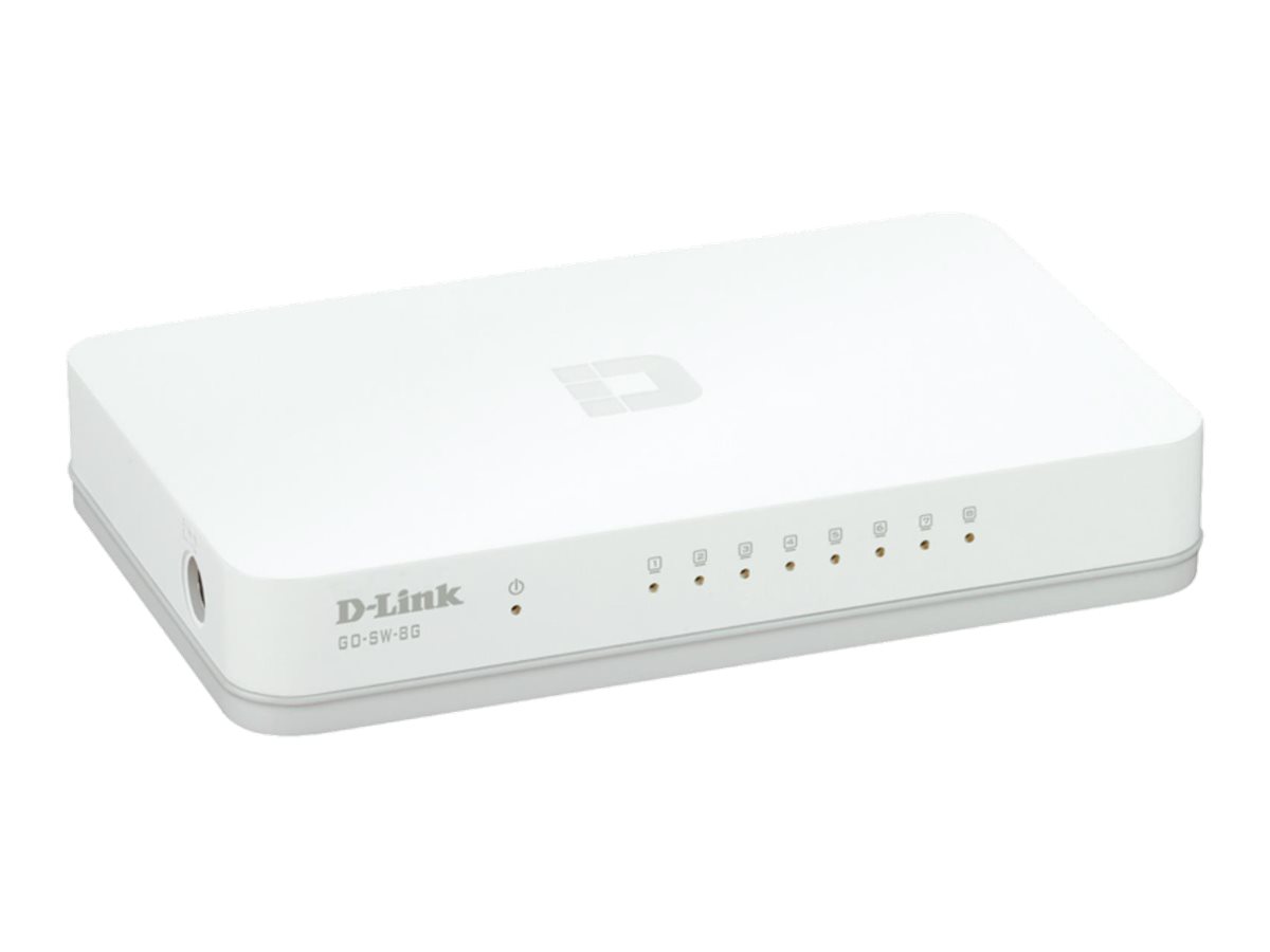 DLINK GOSW8G 8Port Gigabit Easy Desktop Switch 8x 101001000Mbits für bis zu acht EthernetGeräte Plug Play AutoMDIMDX