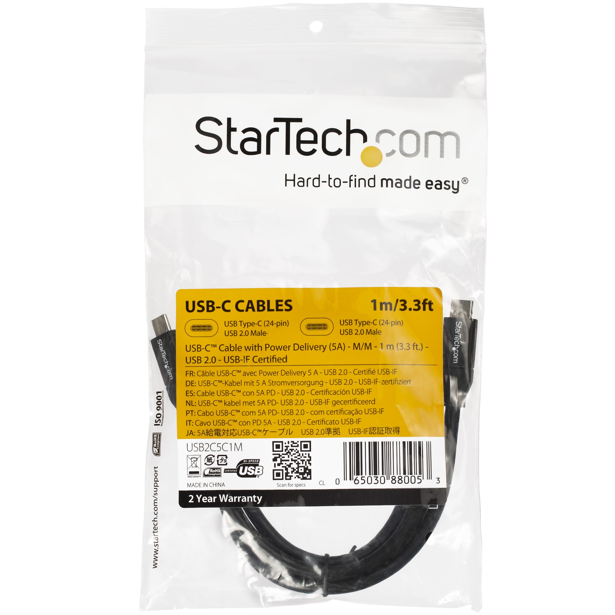 StarTech.com USB-C auf USB-C Kabel 5A Power Delivery 1m