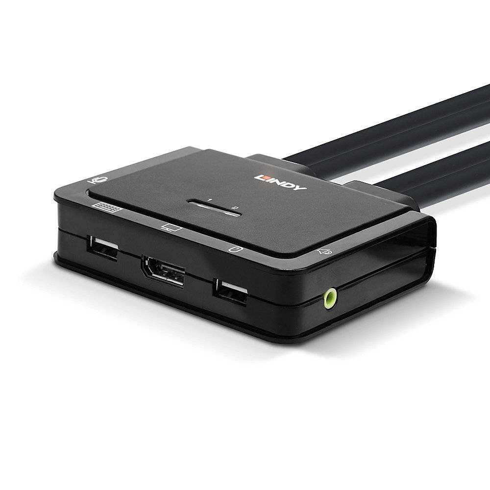 Lindy 2-Port DisplayPort 1.2 KVM Switch USB 2.0 Audio