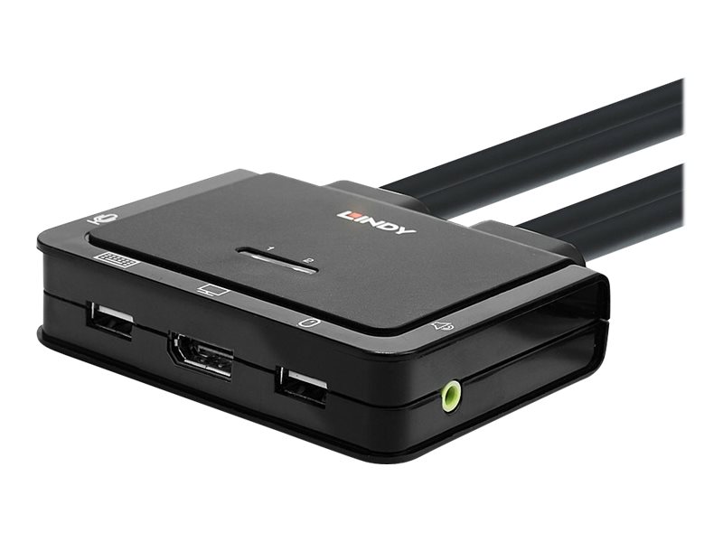 Lindy 2-Port DisplayPort 1.2 KVM Switch USB 2.0 Audio