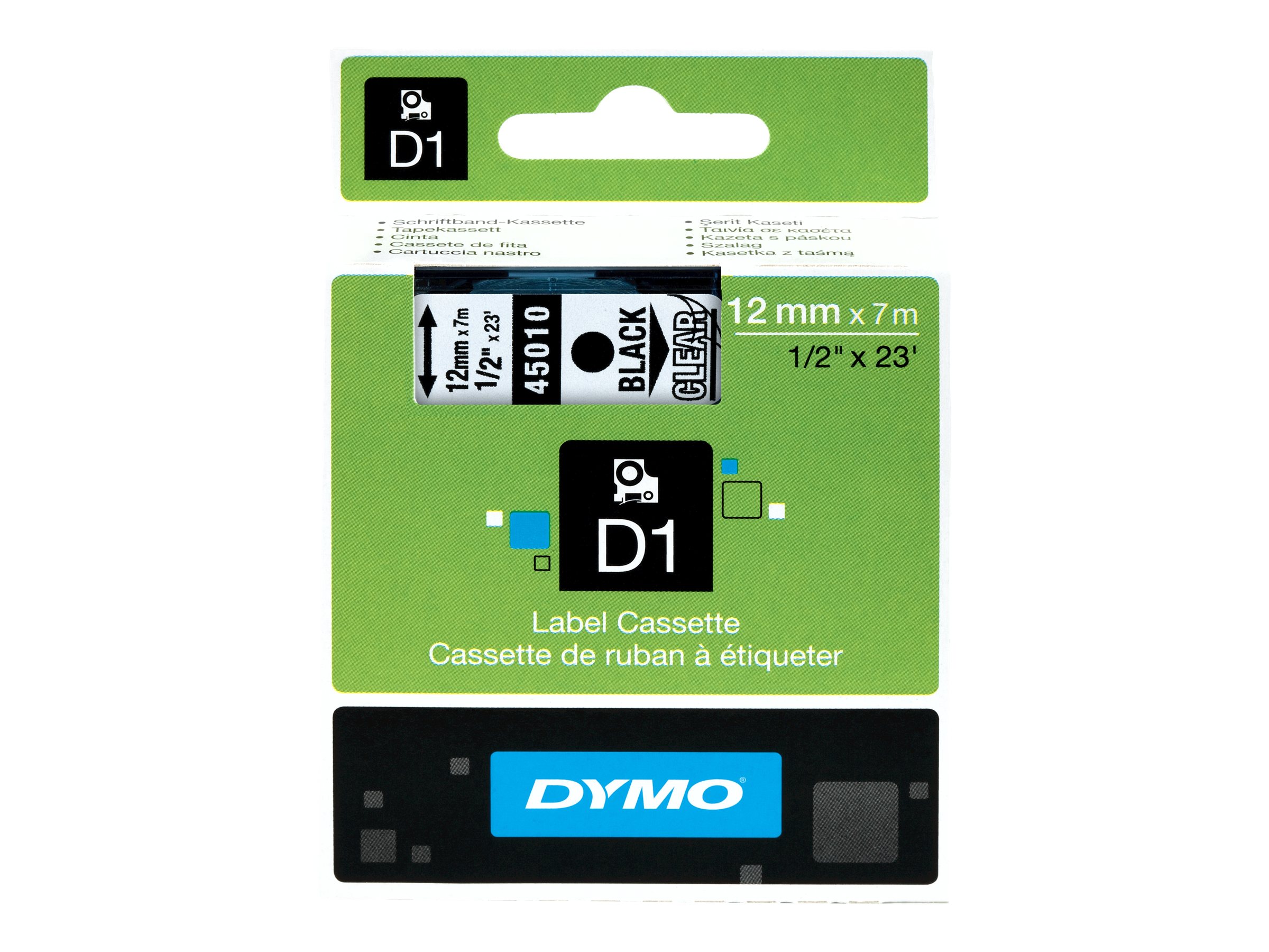 Dymo D1 12mm Schwarz auf Transparent