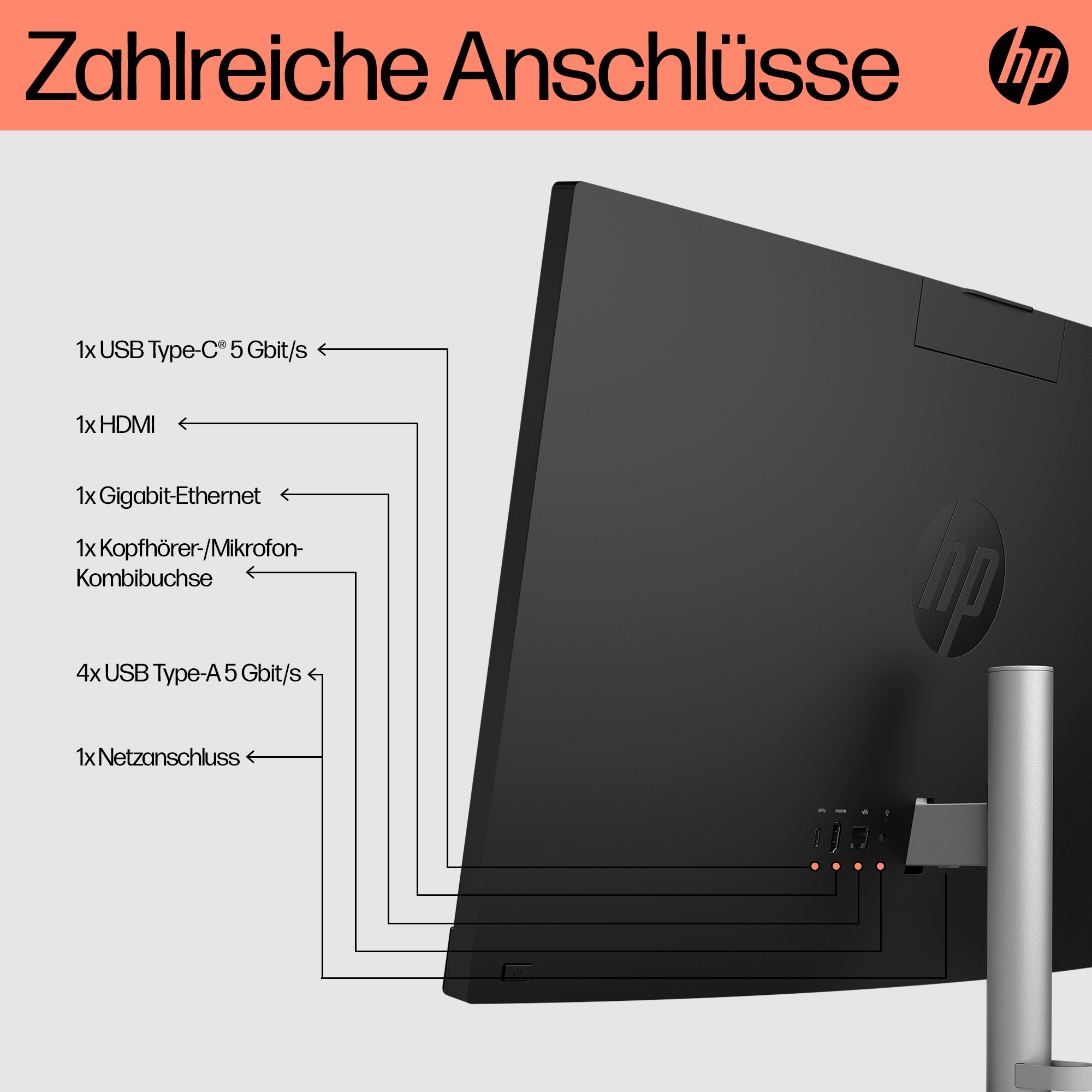 HP 24cr0009ng AllinOne PC, 8 GB RAM, 512 GB SSD, AMD Ryzen 3 7320U