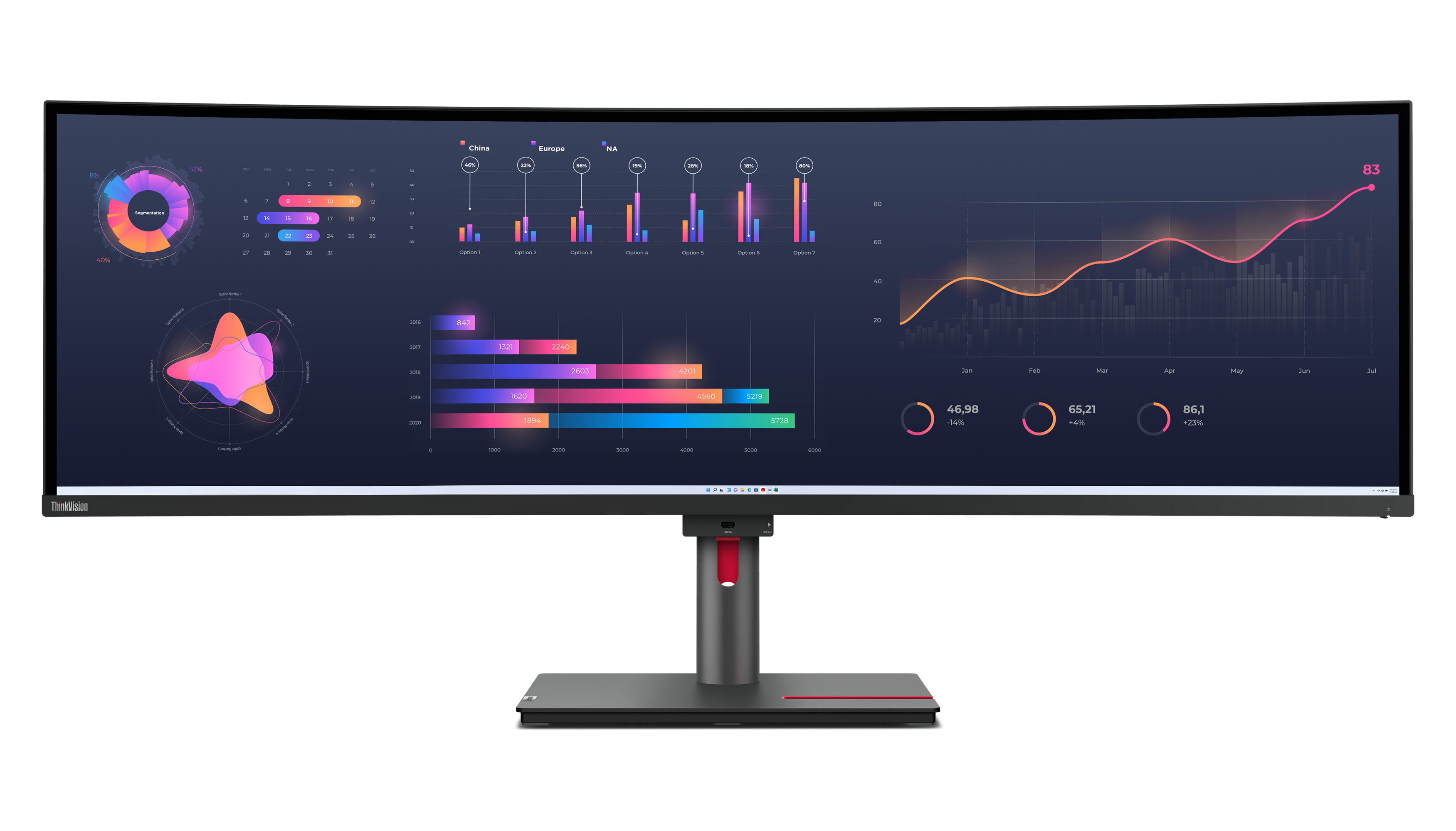 Lenovo ThinkVision P49w-30 LED-Monitor 49 Zoll DQHD gebogen