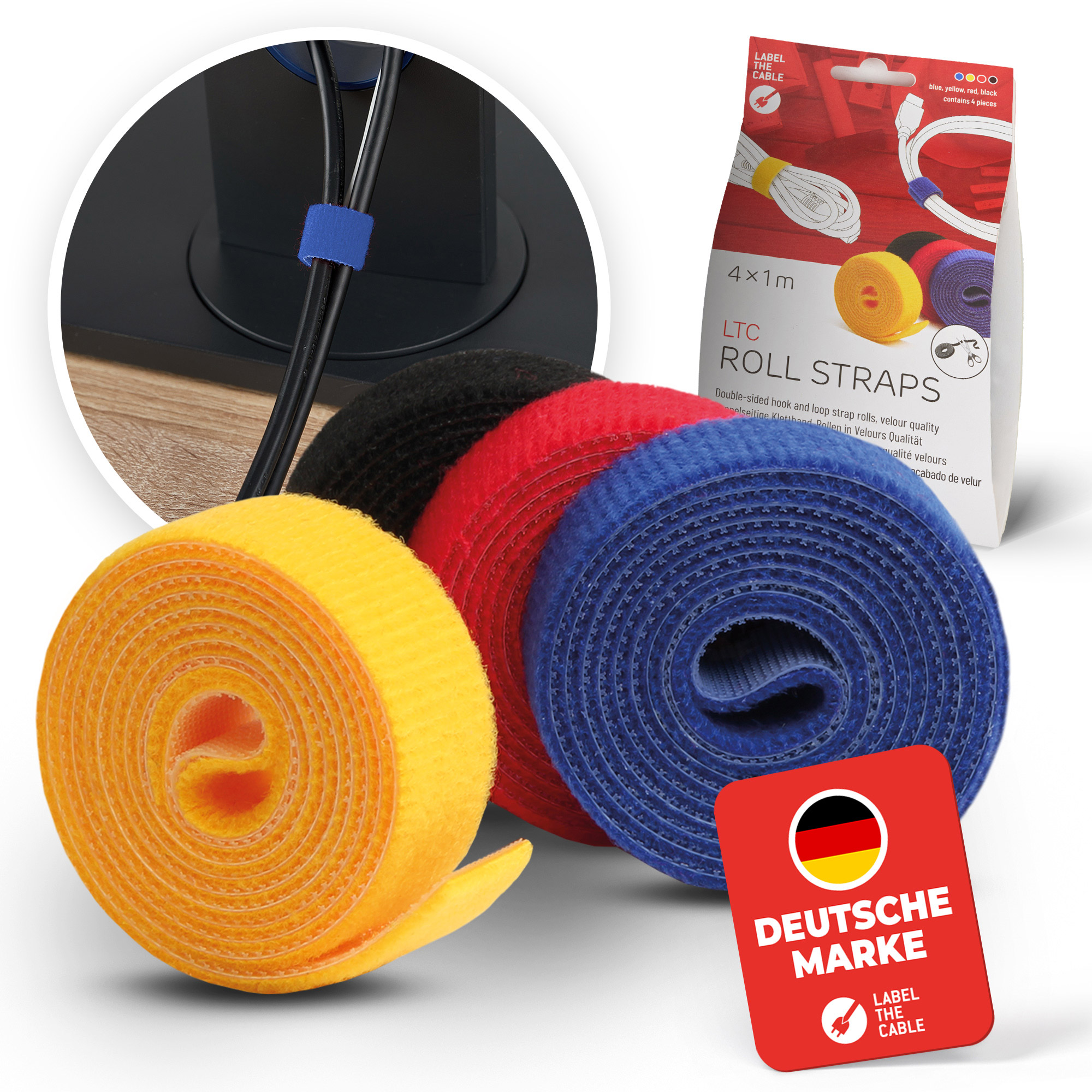 Label-the-cable LTC Roll Strap 4x1m Weiß